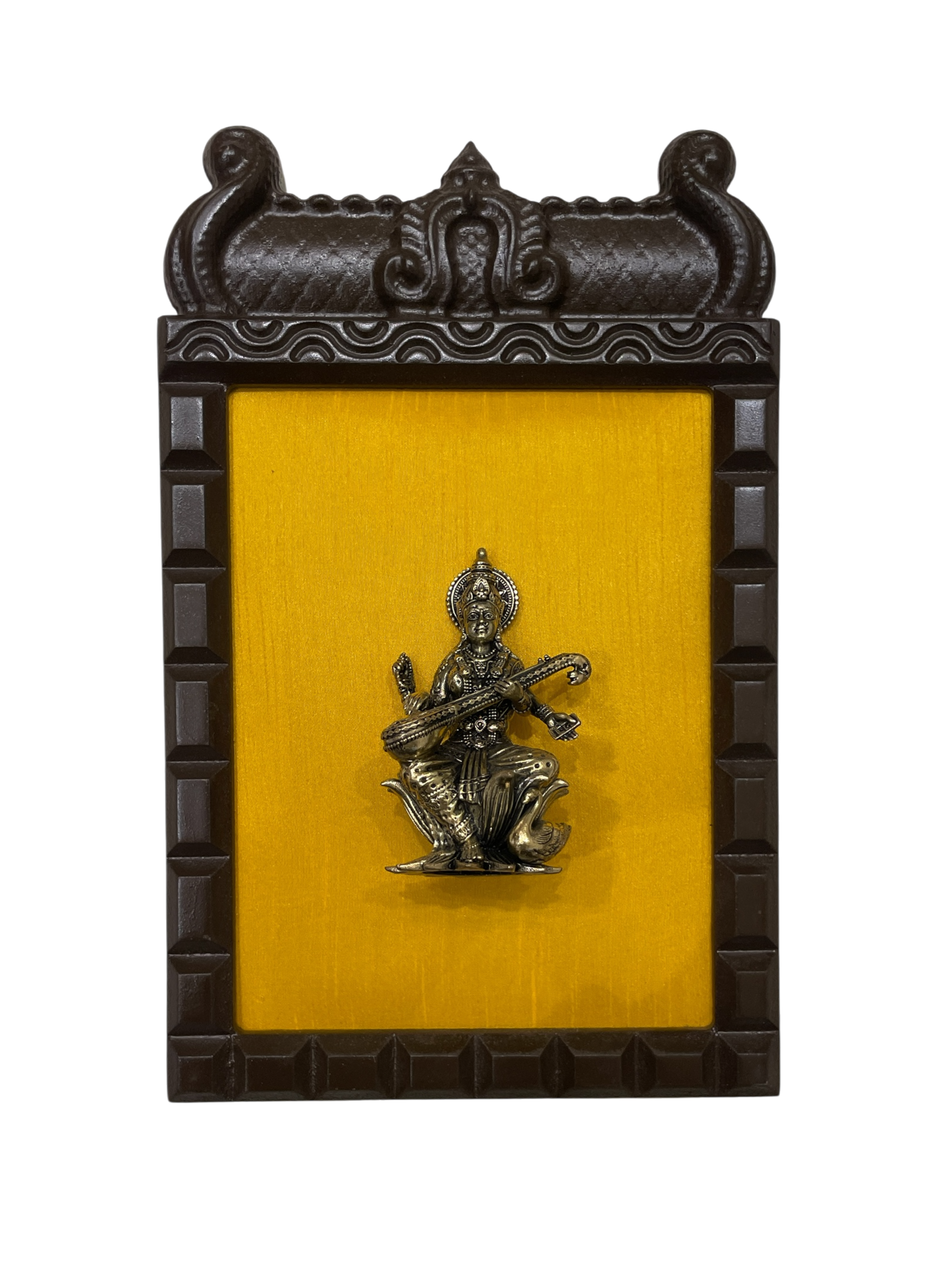 13 Divine Gods Brass Wall Frame with Yellow Silk Backdrop | PremiumEngineer Wooden Frame. (Per Frame Price 9,555)