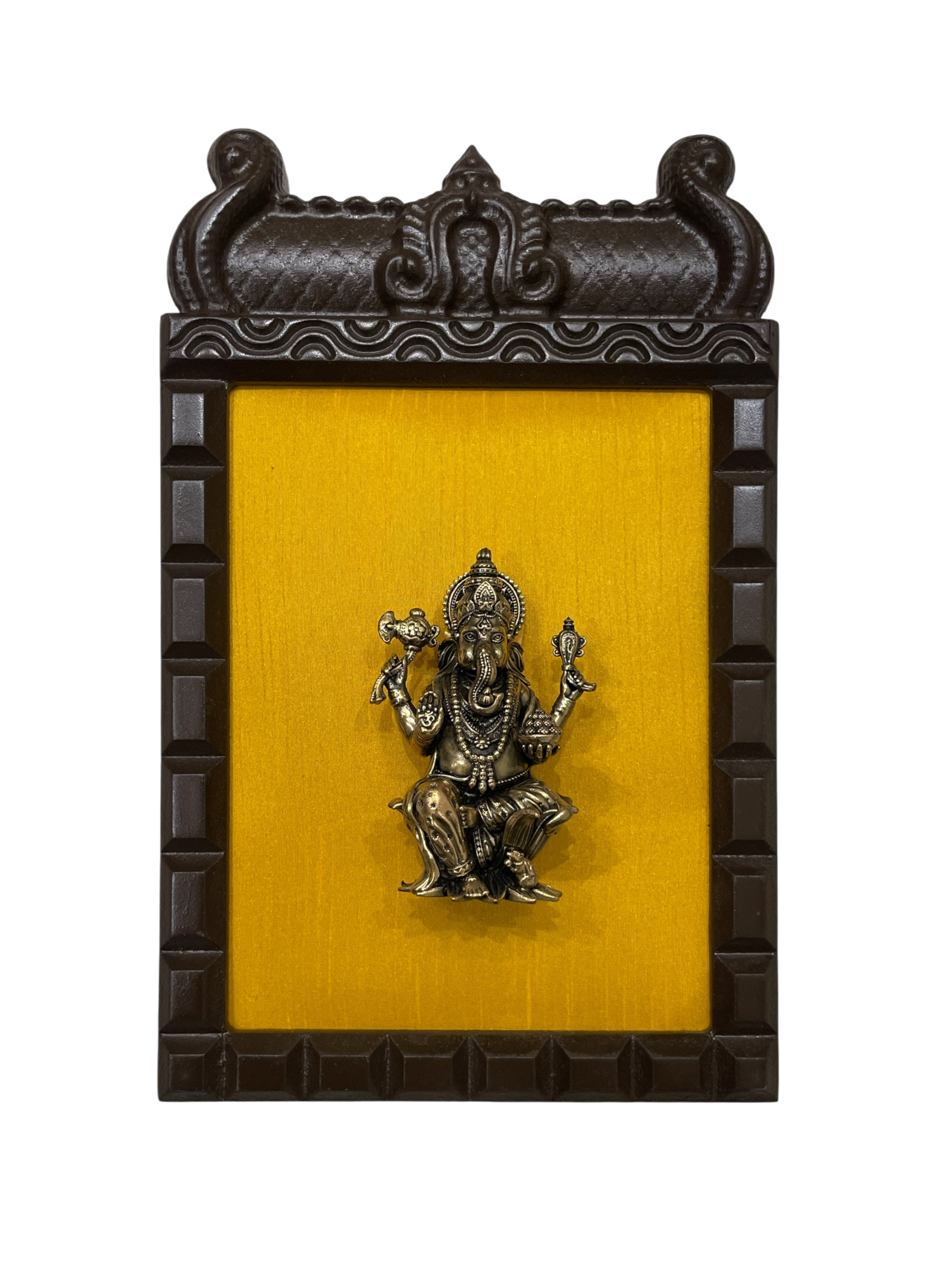 13 Divine Gods Brass Wall Frame with Yellow Silk Backdrop | PremiumEngineer Wooden Frame. (Per Frame Price 9,555)