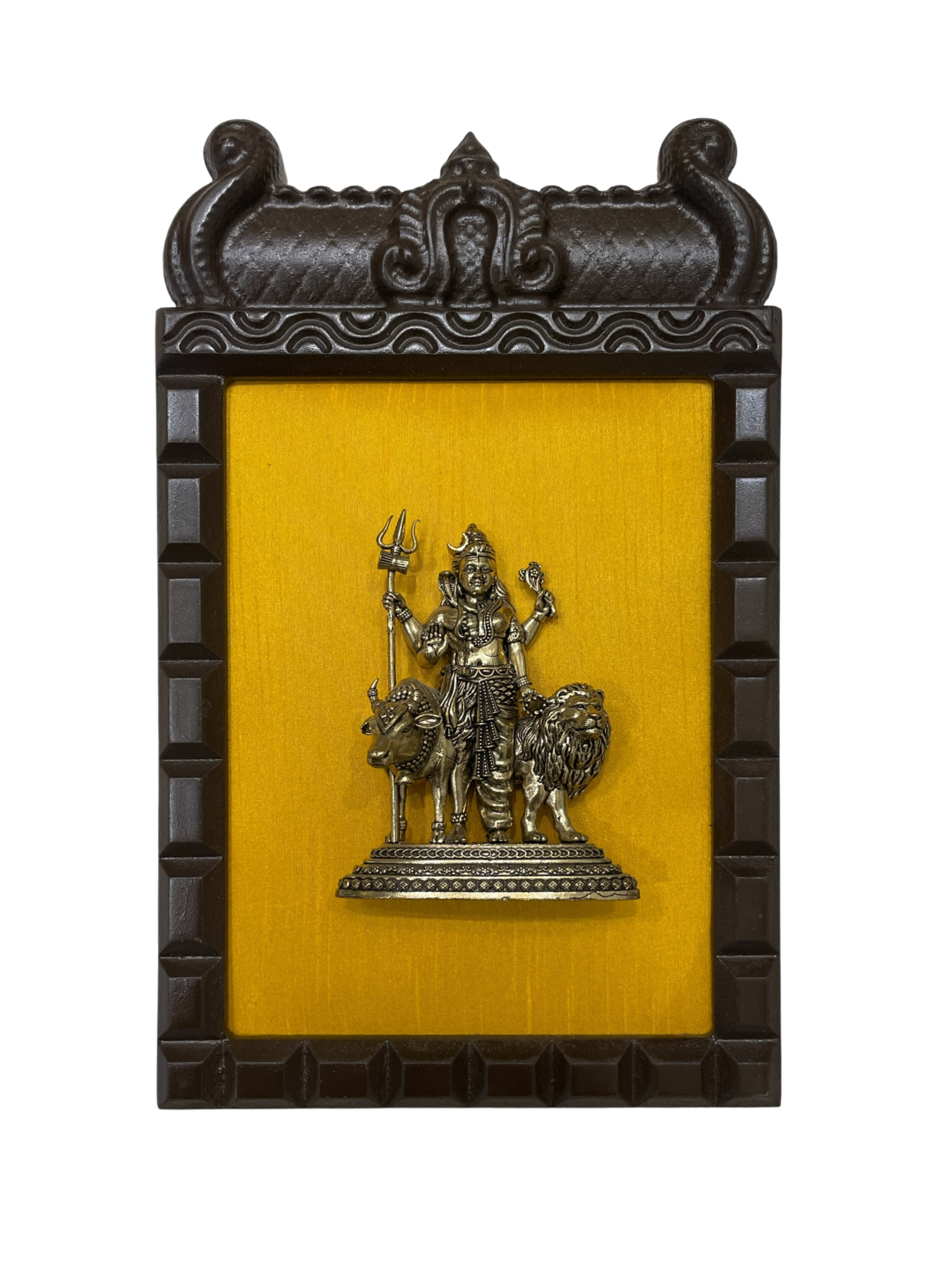 13 Divine Gods Brass Wall Frame with Yellow Silk Backdrop | PremiumEngineer Wooden Frame. (Per Frame Price 9,555)