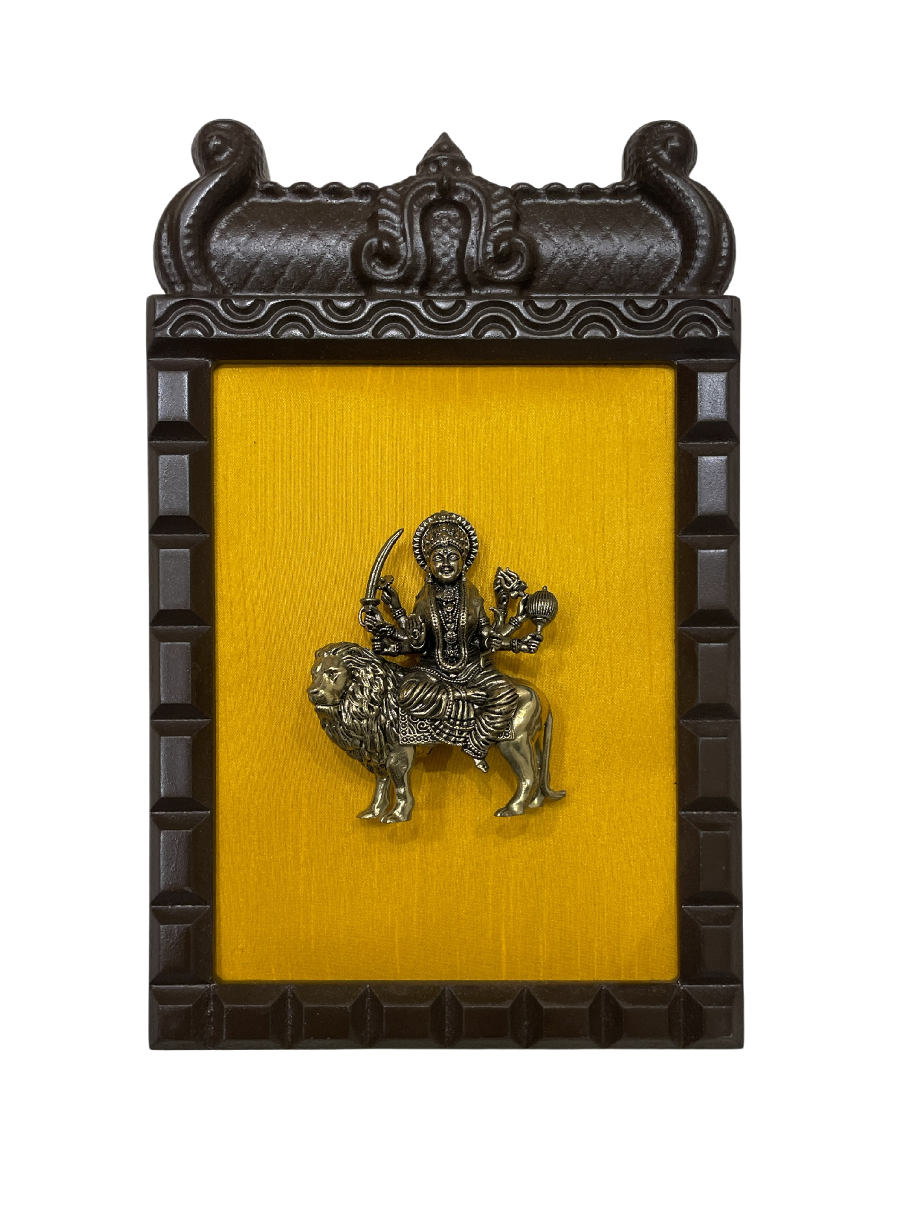 13 Divine Gods Brass Wall Frame with Yellow Silk Backdrop | PremiumEngineer Wooden Frame. (Per Frame Price 9,555)