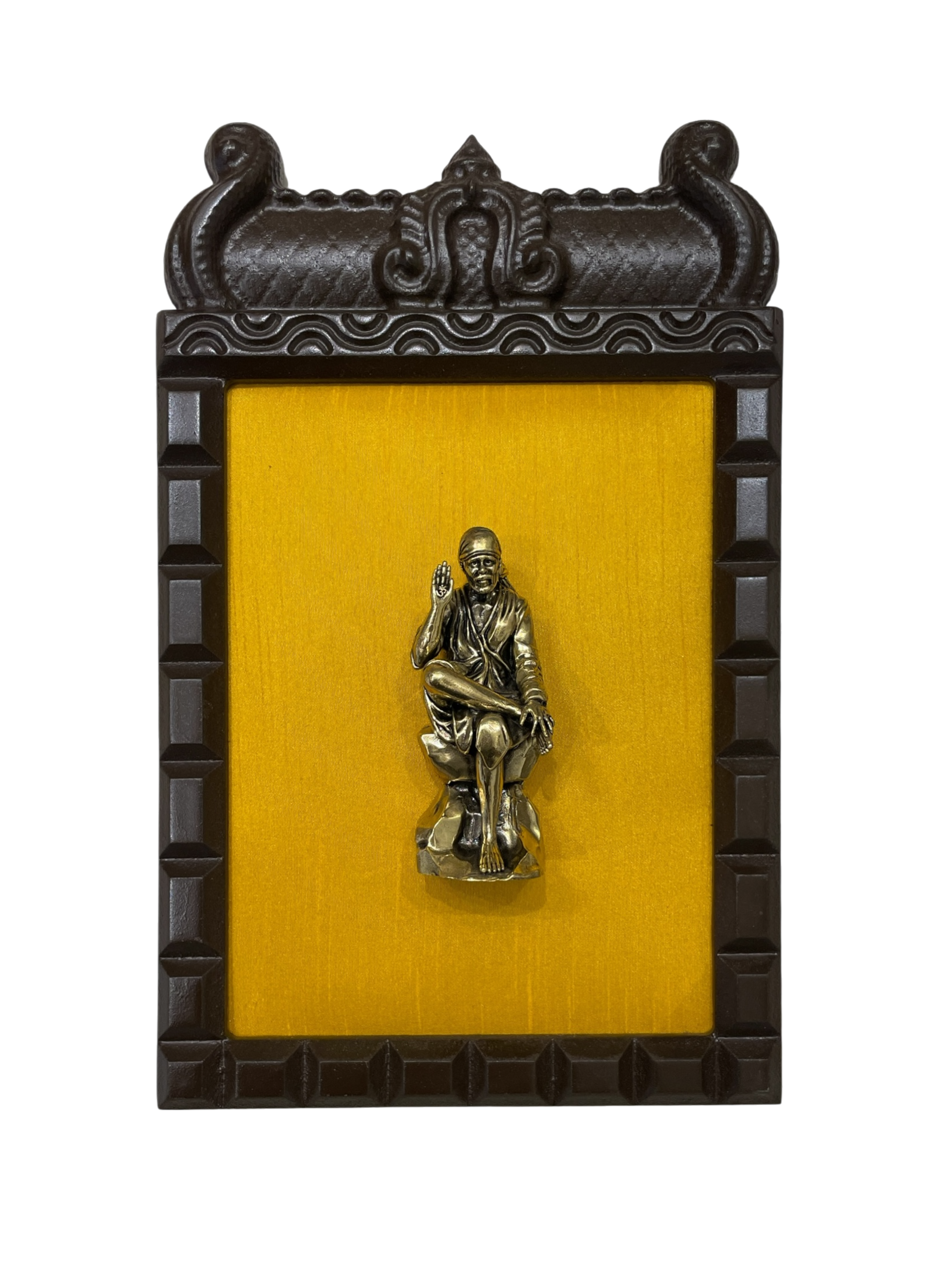 13 Divine Gods Brass Wall Frame with Yellow Silk Backdrop | PremiumEngineer Wooden Frame. (Per Frame Price 9,555)