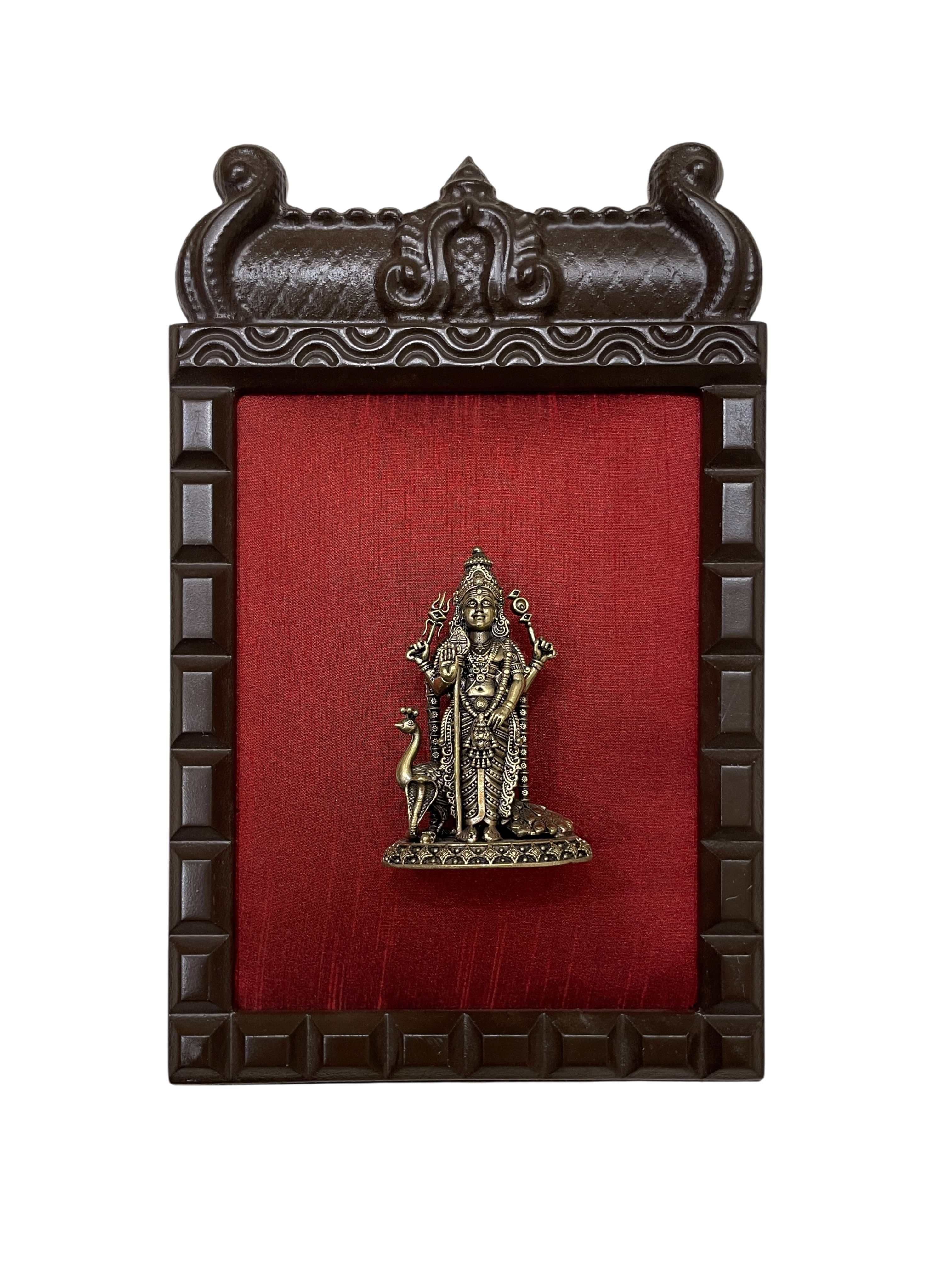 14 Gods Brass Frame Wall Décor | Premium Engineer Wooden Frame with Red Silk Backdrop | (Per Frame Price 9,555)