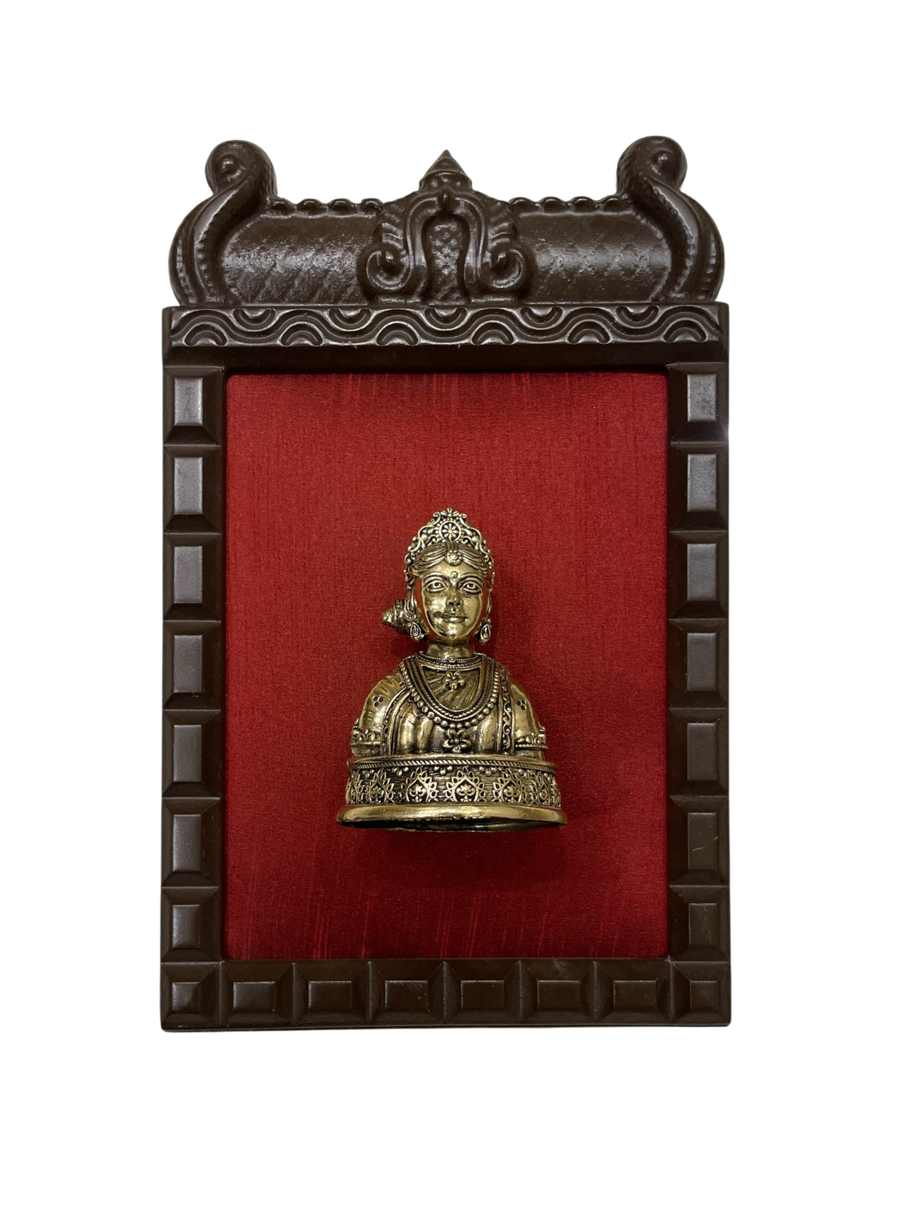 14 Gods Brass Frame Wall Décor | Premium Engineer Wooden Frame with Red Silk Backdrop | (Per Frame Price 9,555)