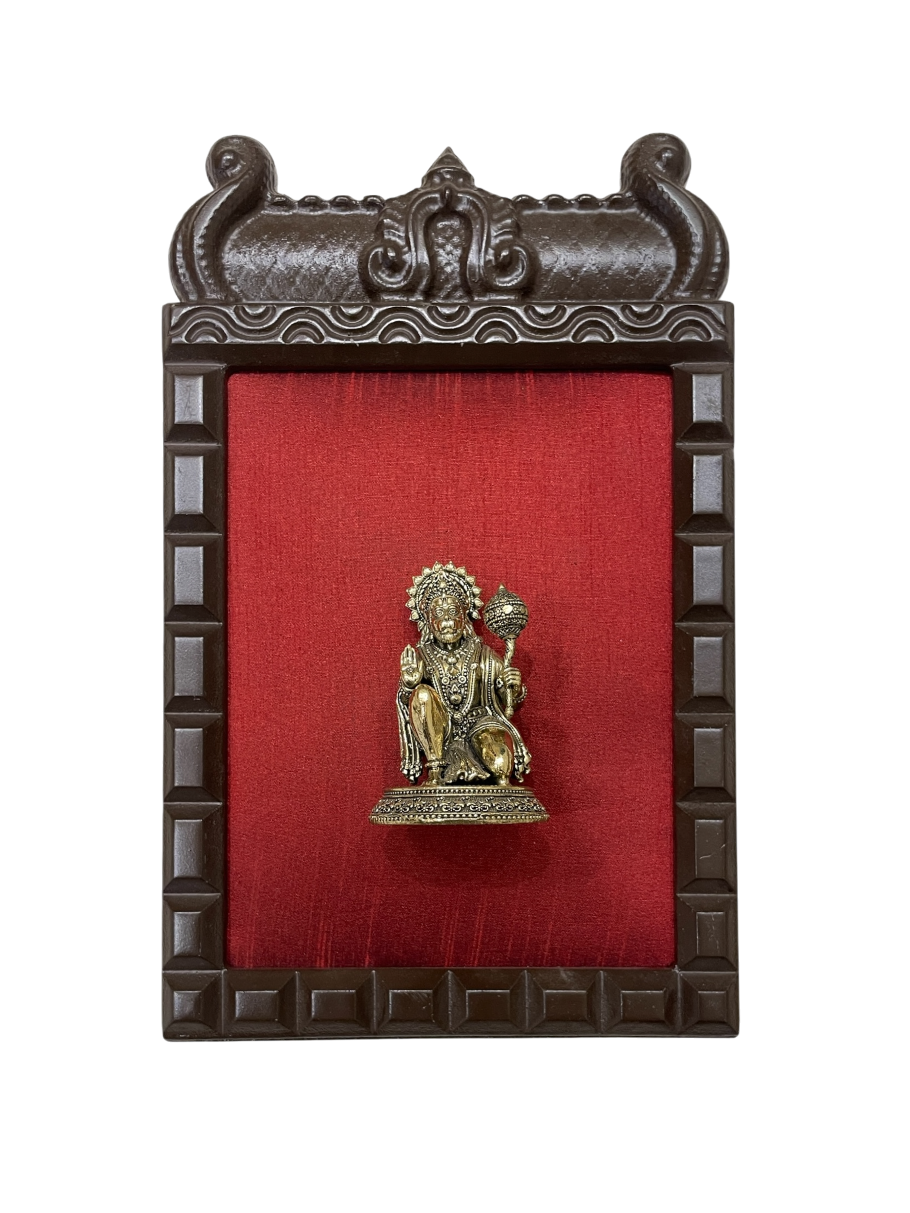 14 Gods Brass Frame Wall Décor | Premium Engineer Wooden Frame with Red Silk Backdrop | (Per Frame Price 9,555)