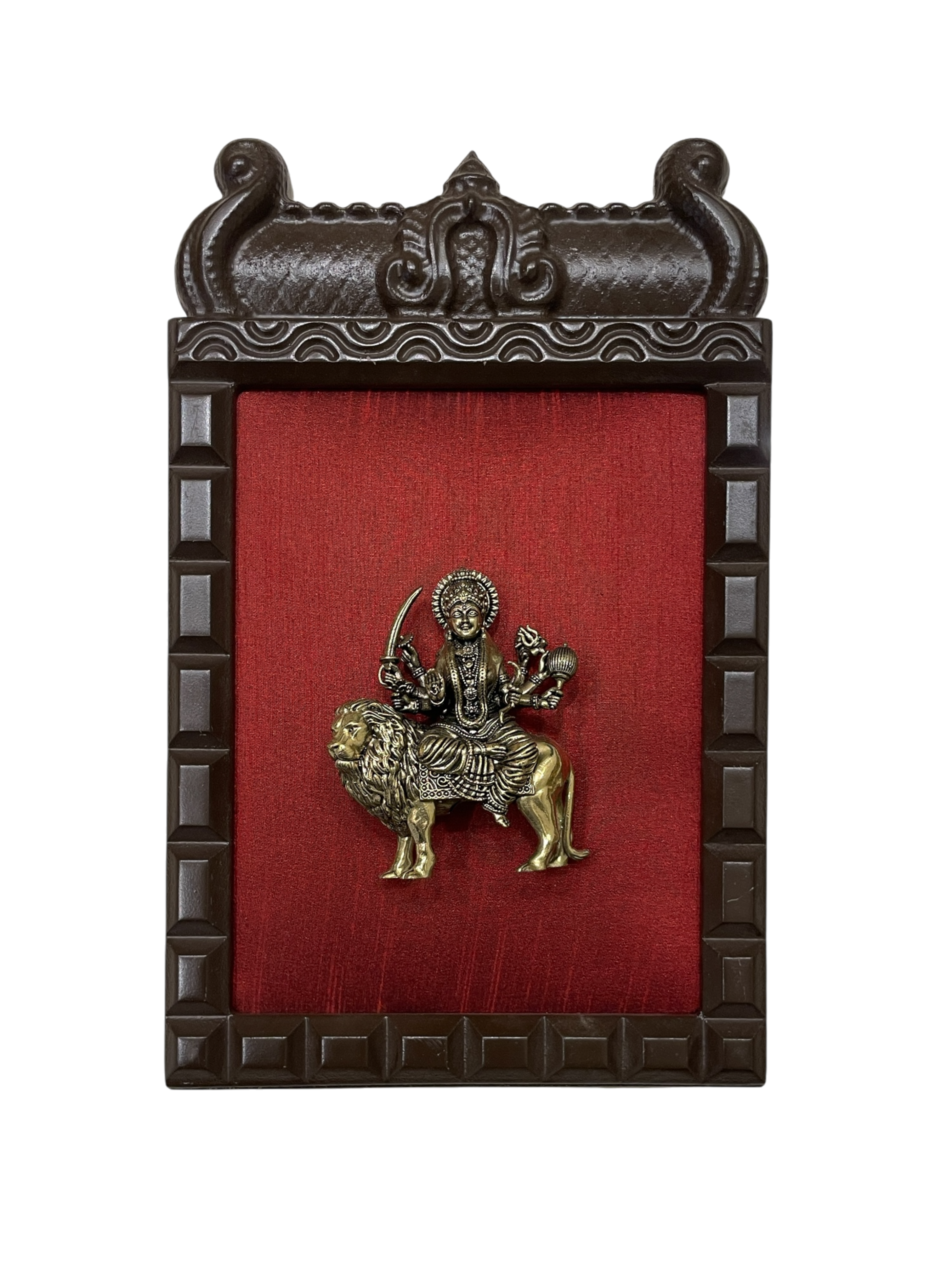 14 Gods Brass Frame Wall Décor | Premium Engineer Wooden Frame with Red Silk Backdrop | (Per Frame Price 9,555)