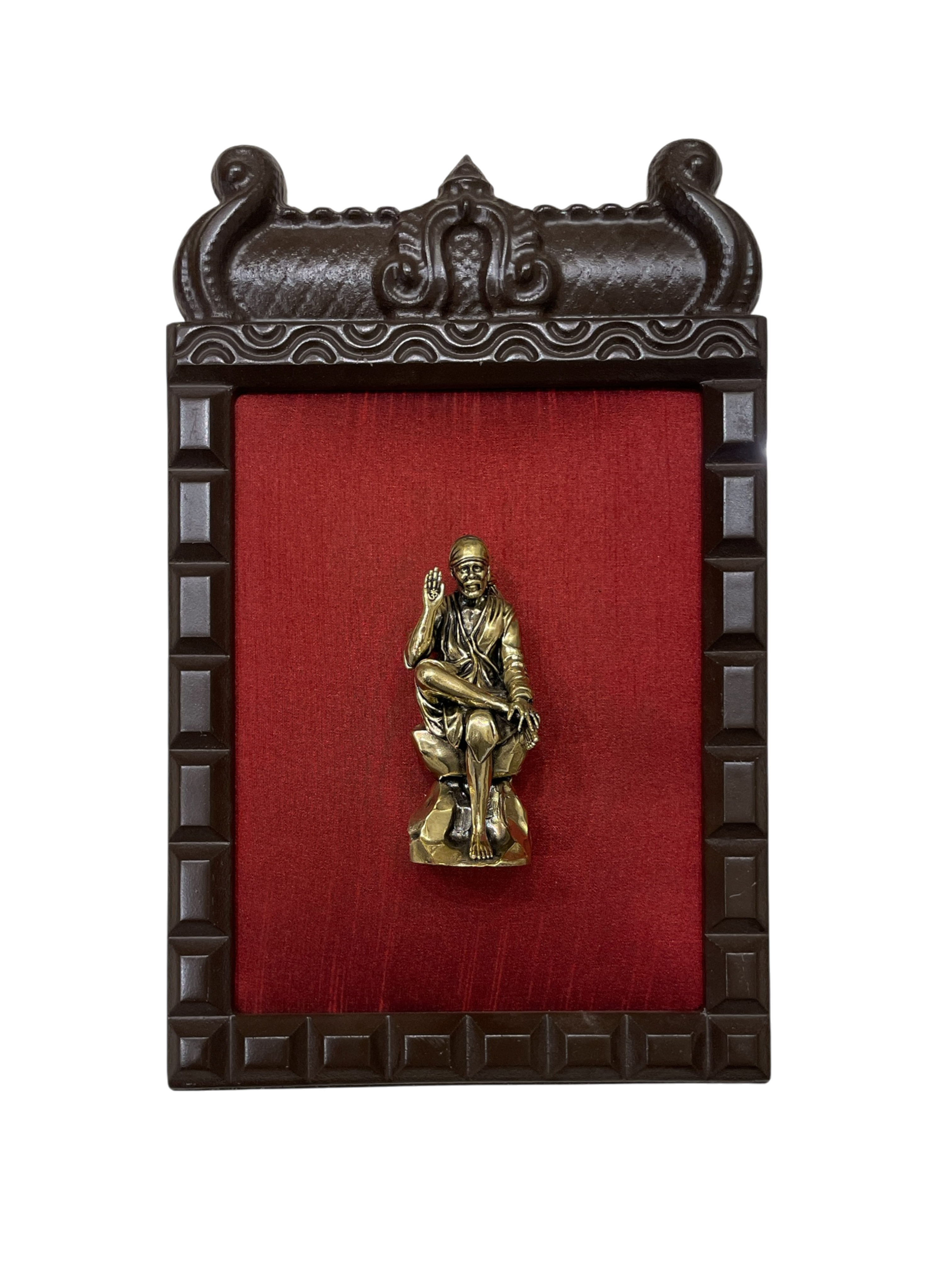 14 Gods Brass Frame Wall Décor | Premium Engineer Wooden Frame with Red Silk Backdrop | (Per Frame Price 9,555)