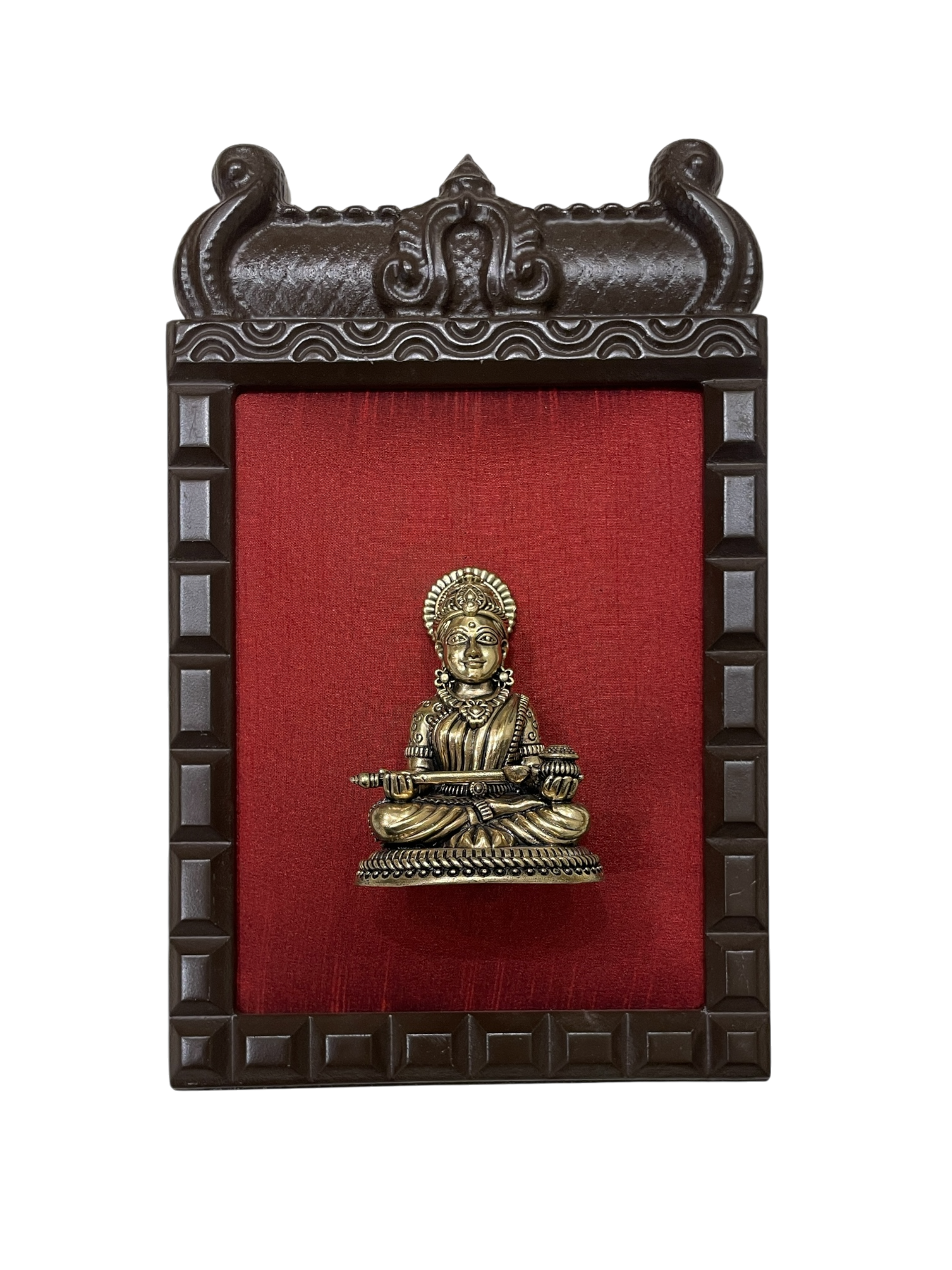 14 Gods Brass Frame Wall Décor | Premium Engineer Wooden Frame with Red Silk Backdrop | (Per Frame Price 9,555)