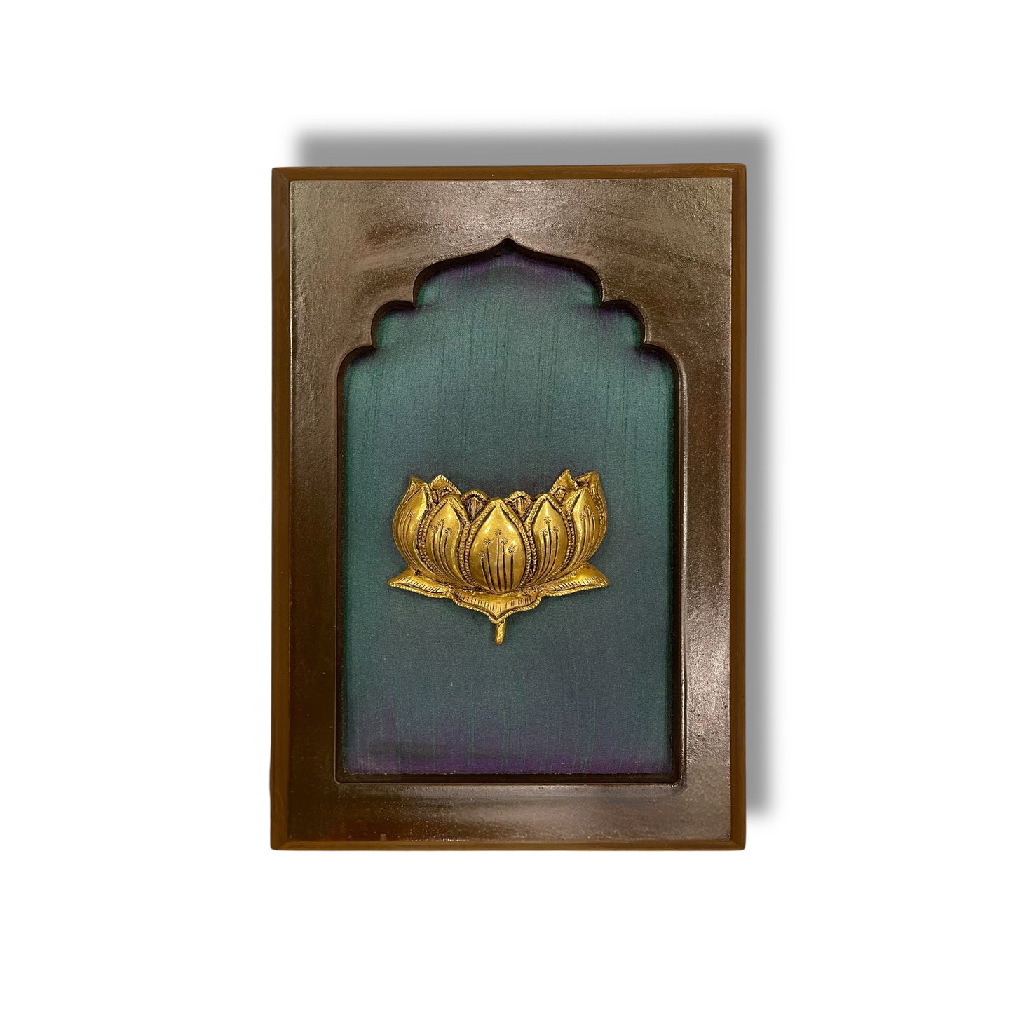 Divine Elements Wall Art Set of 4– Kalpavriksha, Kamadhenu, Lotus & Parrot in Brass Finish.