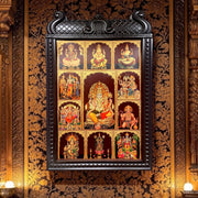 11 In 1 Gold Leaf Divine Frame Art | Premium Engineered Wooden Frame for Pooja Room Décor