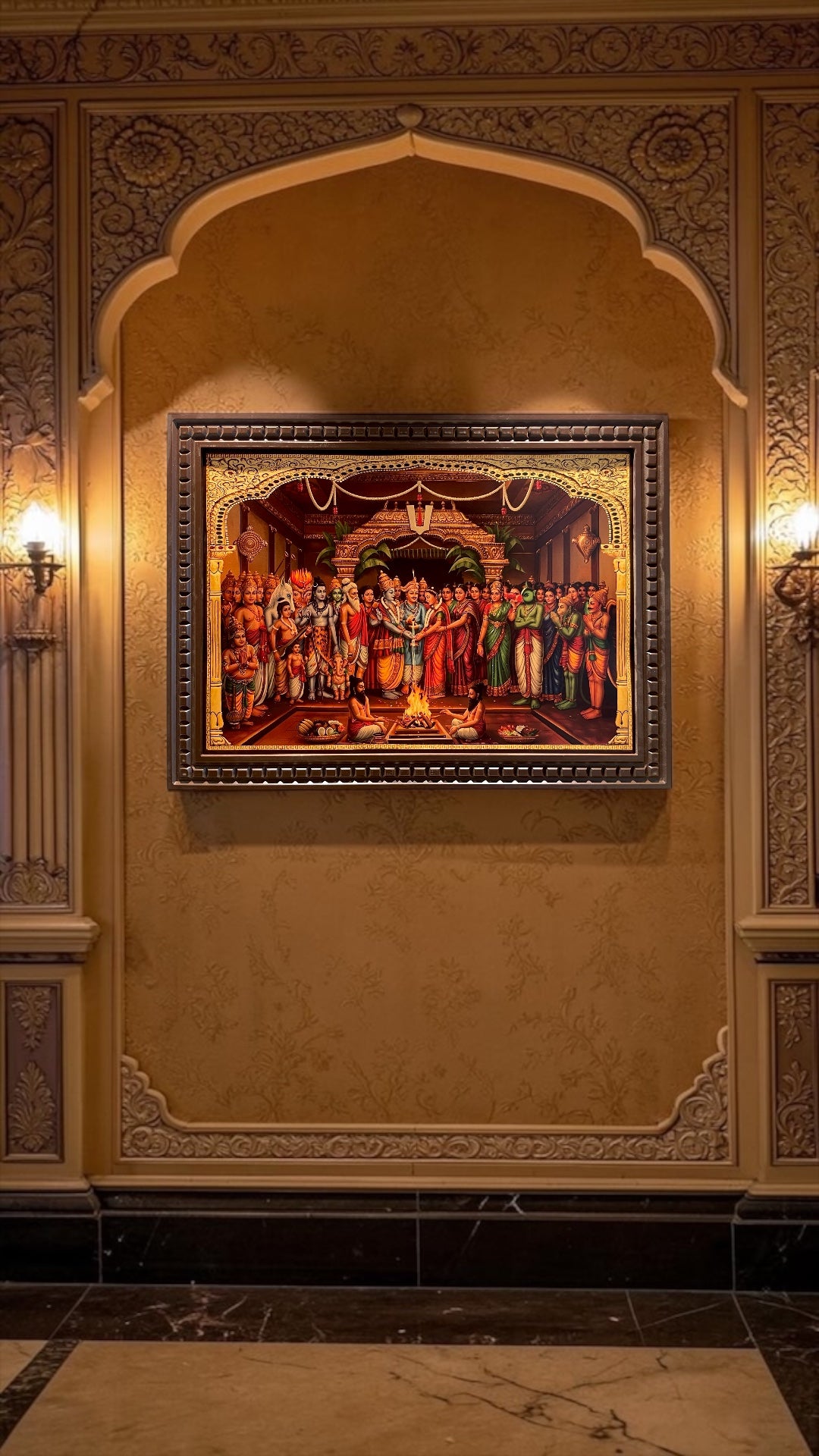 Srinivasa Kalyanam Gold foiled artwork in wooden frame