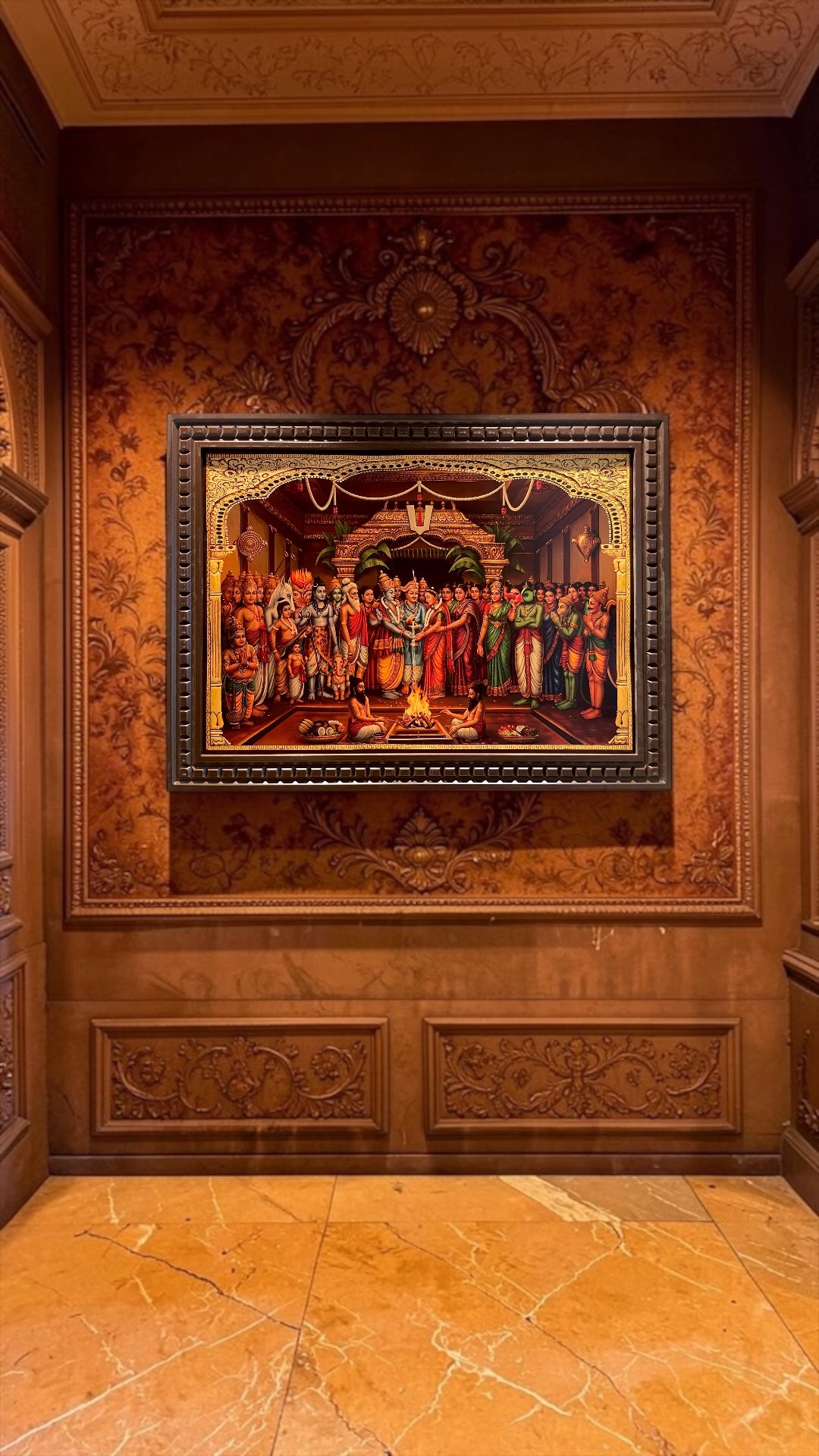 Srinivasa Kalyanam Gold foiled artwork in wooden frame