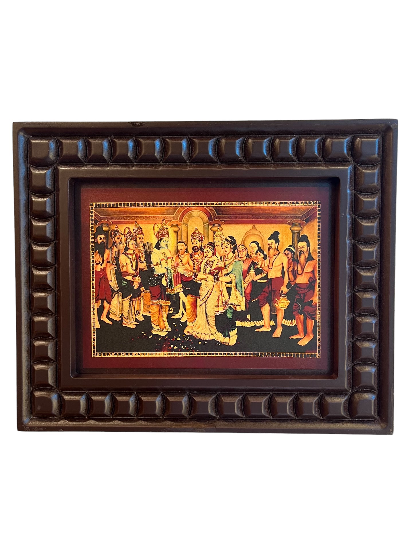 Gold Leafed Art Wedding Ceremony of Ram & Sita With Wooden Frame