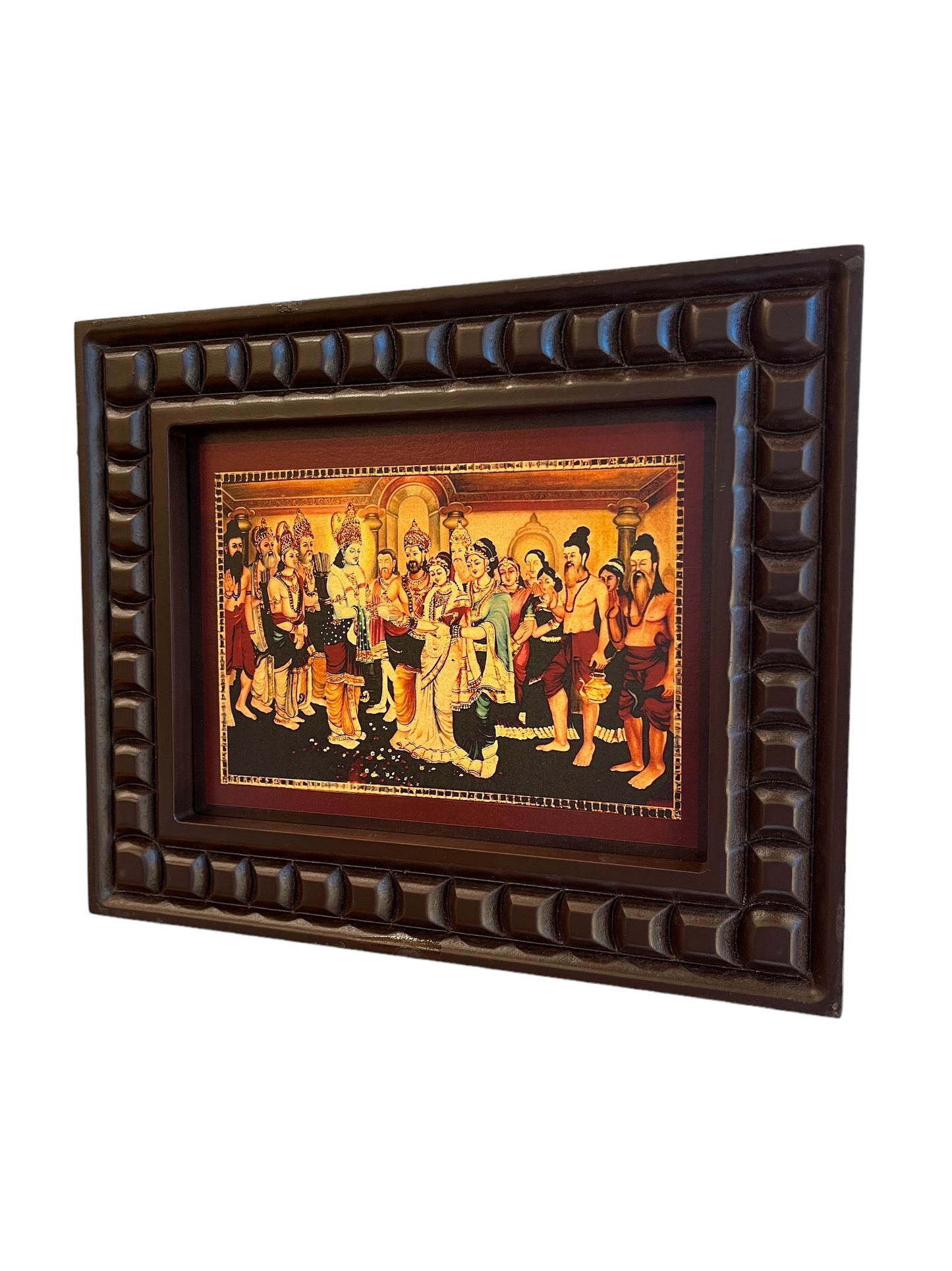 Gold Leafed Art Wedding Ceremony of Ram & Sita With Wooden Frame