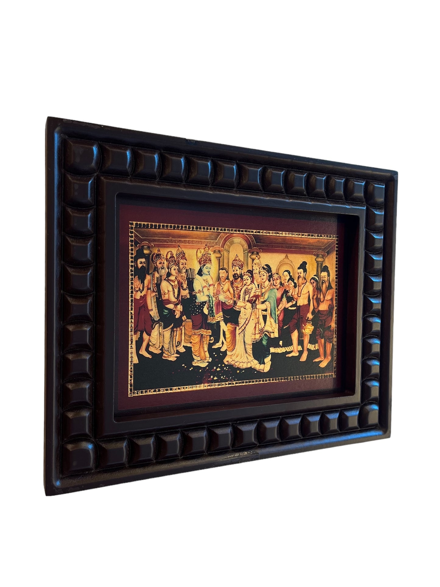 Gold Leafed Art Wedding Ceremony of Ram & Sita With Wooden Frame