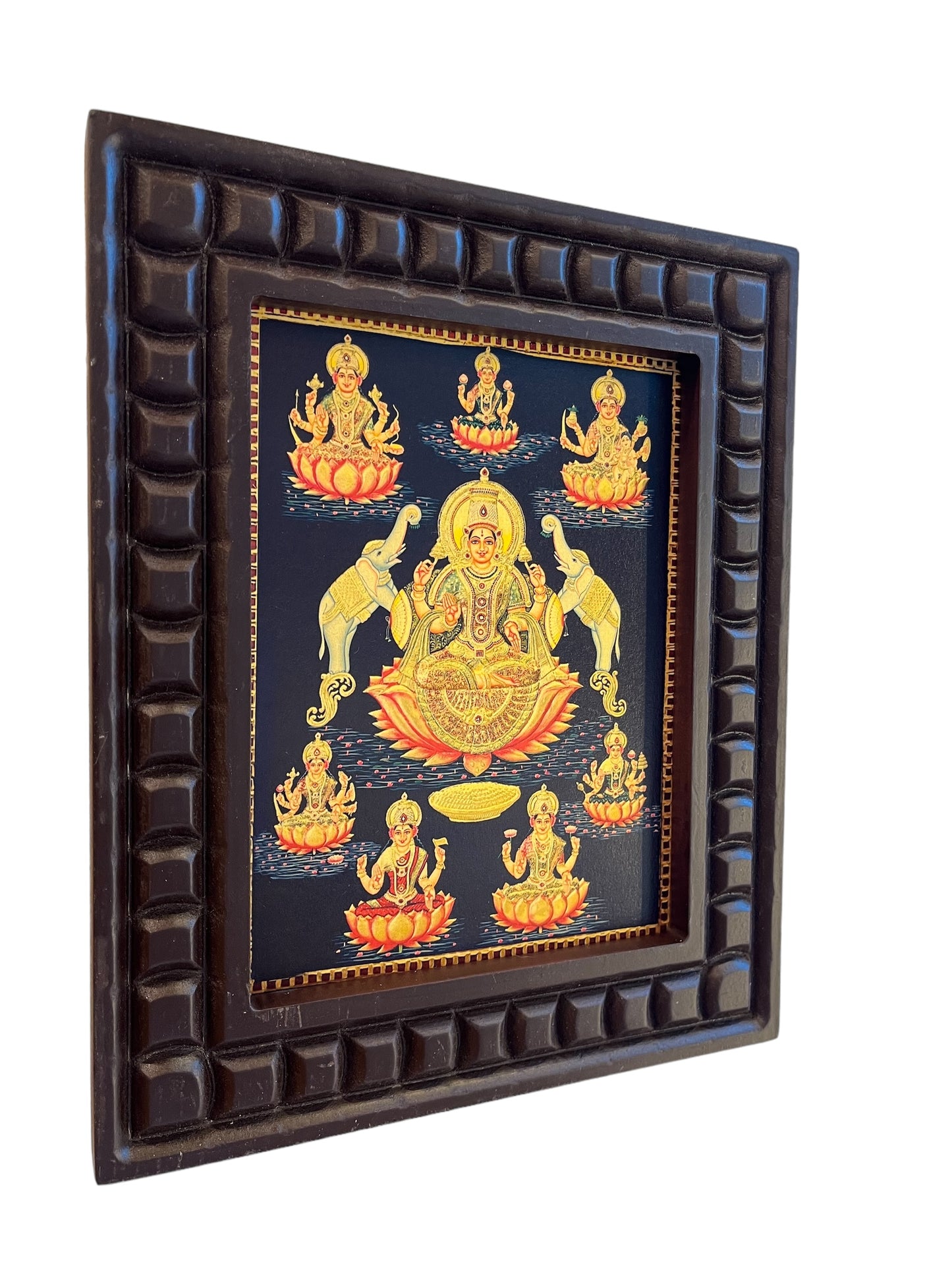 Gold Leafed Art Asta Lakshmi -2  With Wooden Frame