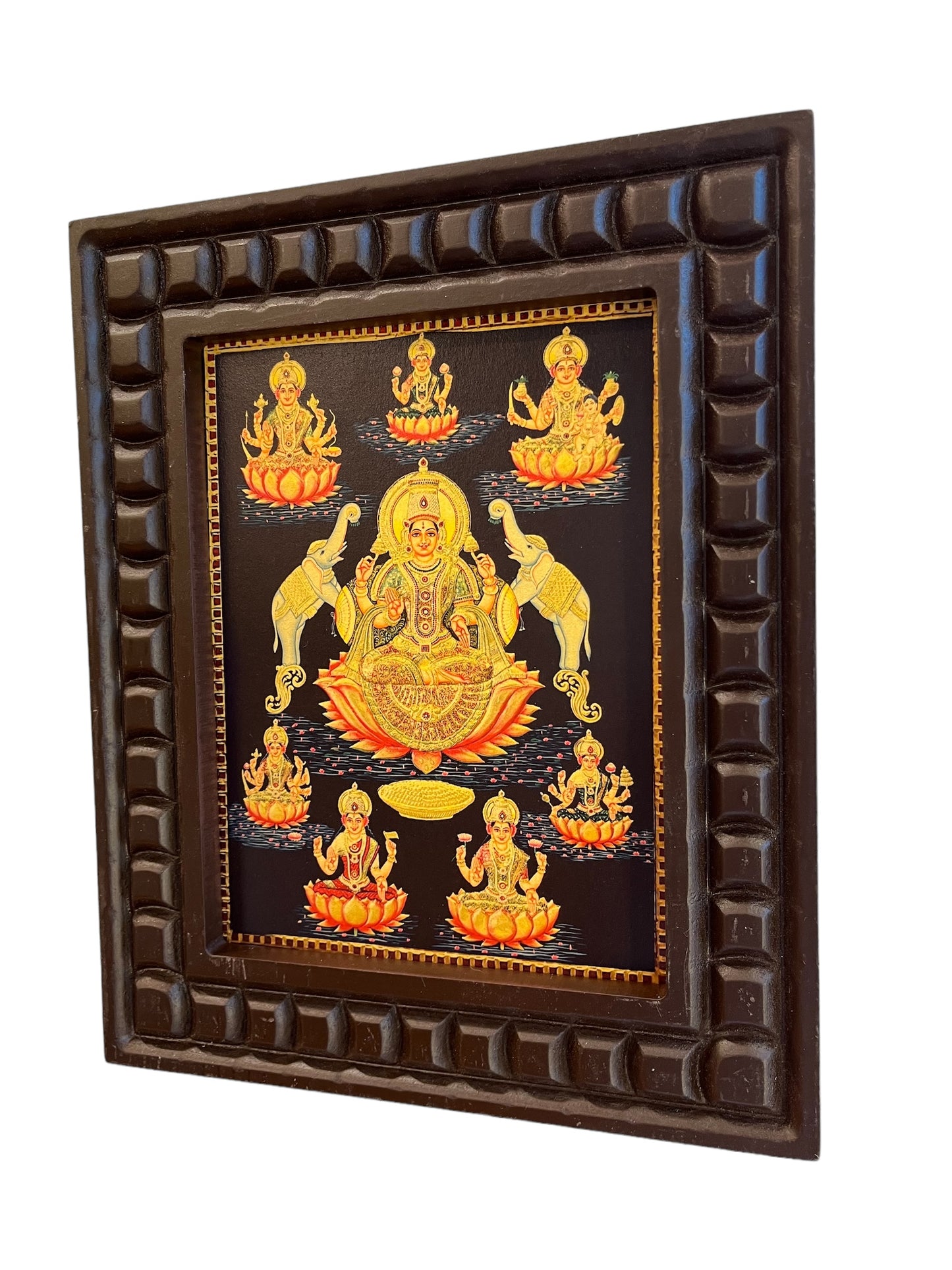 Gold Leafed Art Asta Lakshmi -2  With Wooden Frame