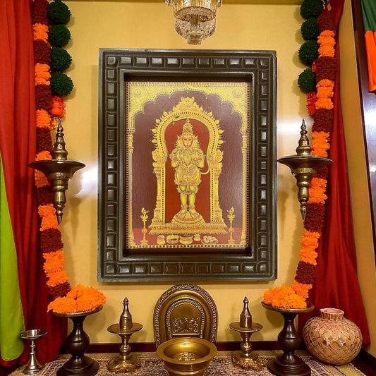 Hanuman Gold Leafed Art with Wooden Frame