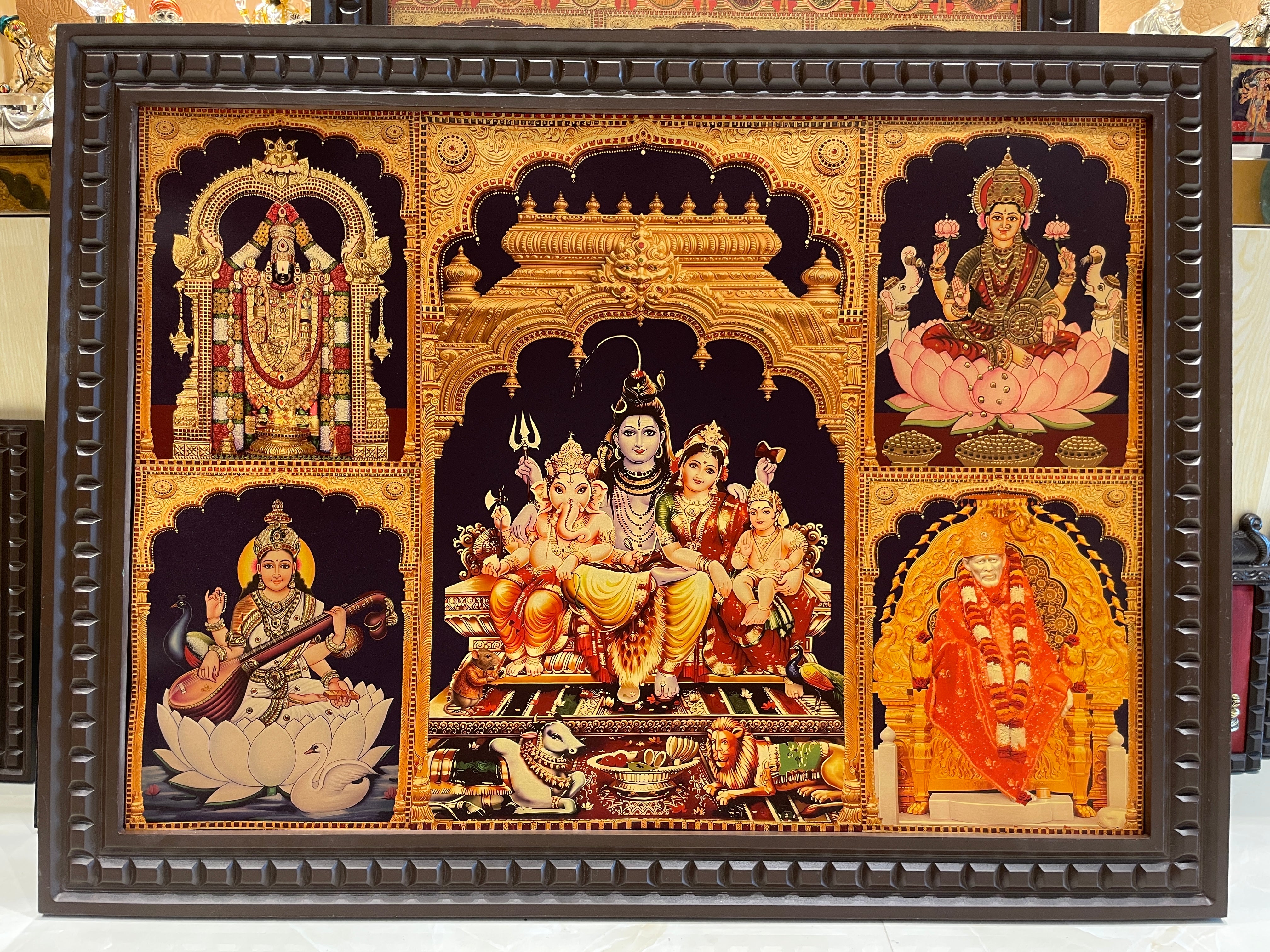 5 Gods in One Frame Gold Leaf Art