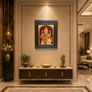 Lakshmi with Cow Gold Leaf Artwork | Engineered Wooden Frame