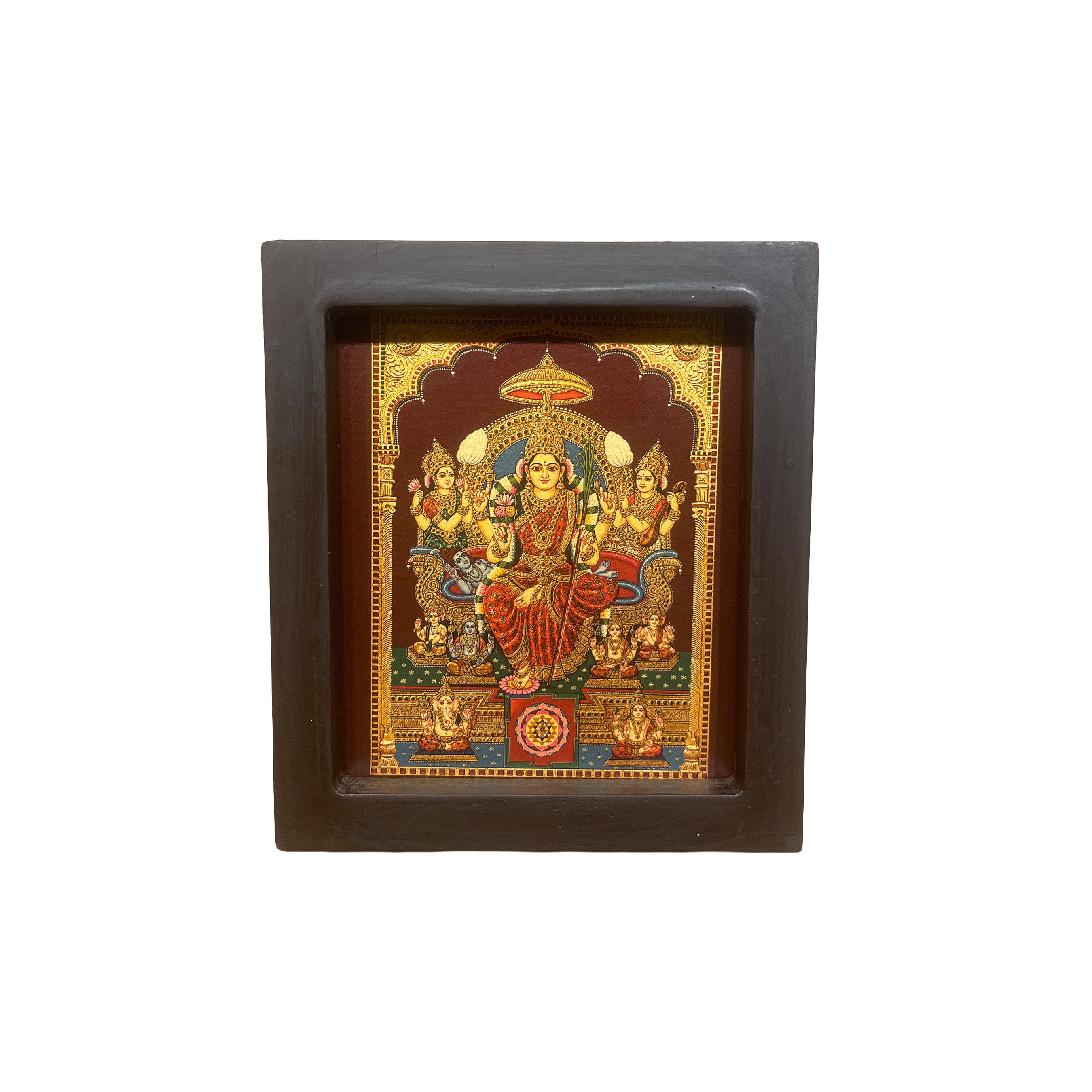 Lalita Tripura Sundari Gold Leaf Art | Engineered Wooden Frame for Pooja Room & Living Hall