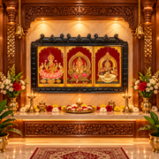 3 Gods in one frame Premium Gold Leafed Artwork | Engineered Wooden Temple Frame | Made by ESTUDIO