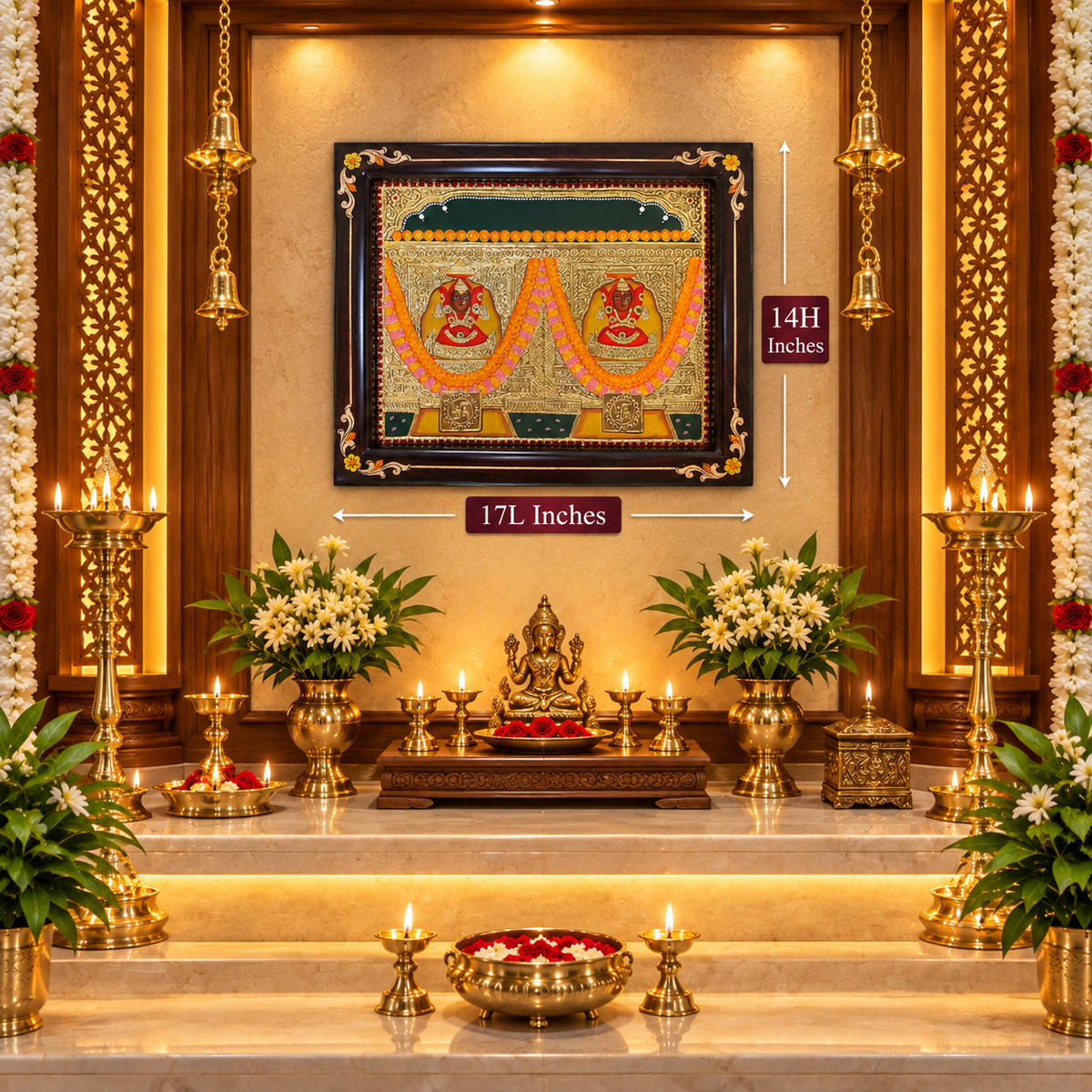 Shri Tida Gela Dhandhanwali Dadiji Tanjore Painting | Premium Rosewood Frame | Divine Wall Art by ESTUDIO