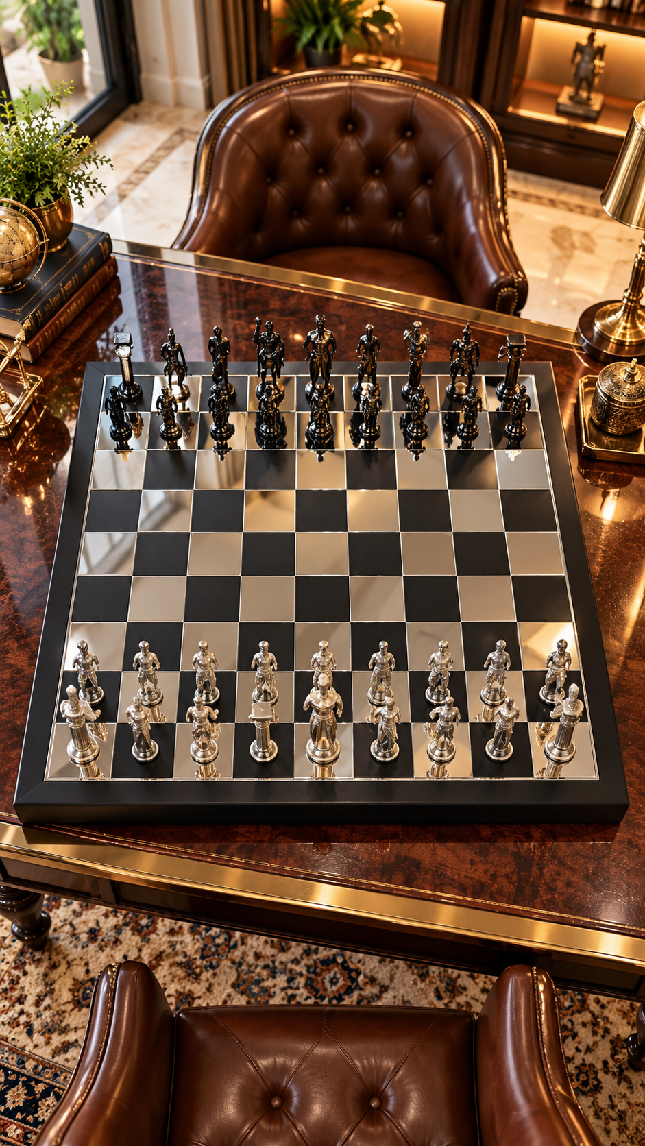 Luxury Roman & Greek Warrior Chess Sets | Golden & Brown and Steel & Black Editions