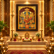 Lalita Tripurasundari Gold Leaf Artwork | Waterproof Engineered Wooden Frame | Divine Pooja Room Wall Art | Made by Estudio