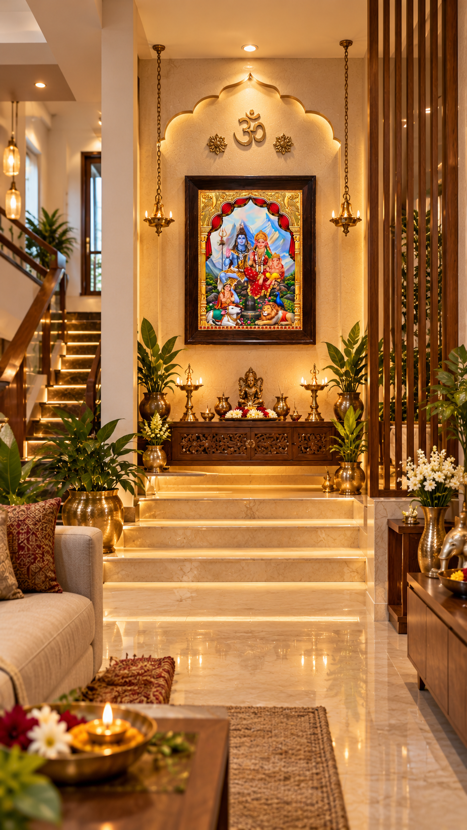 Shiva Parivar Gold Leaf Art | Premium Rosewood Frame | 18L × 25H Inches