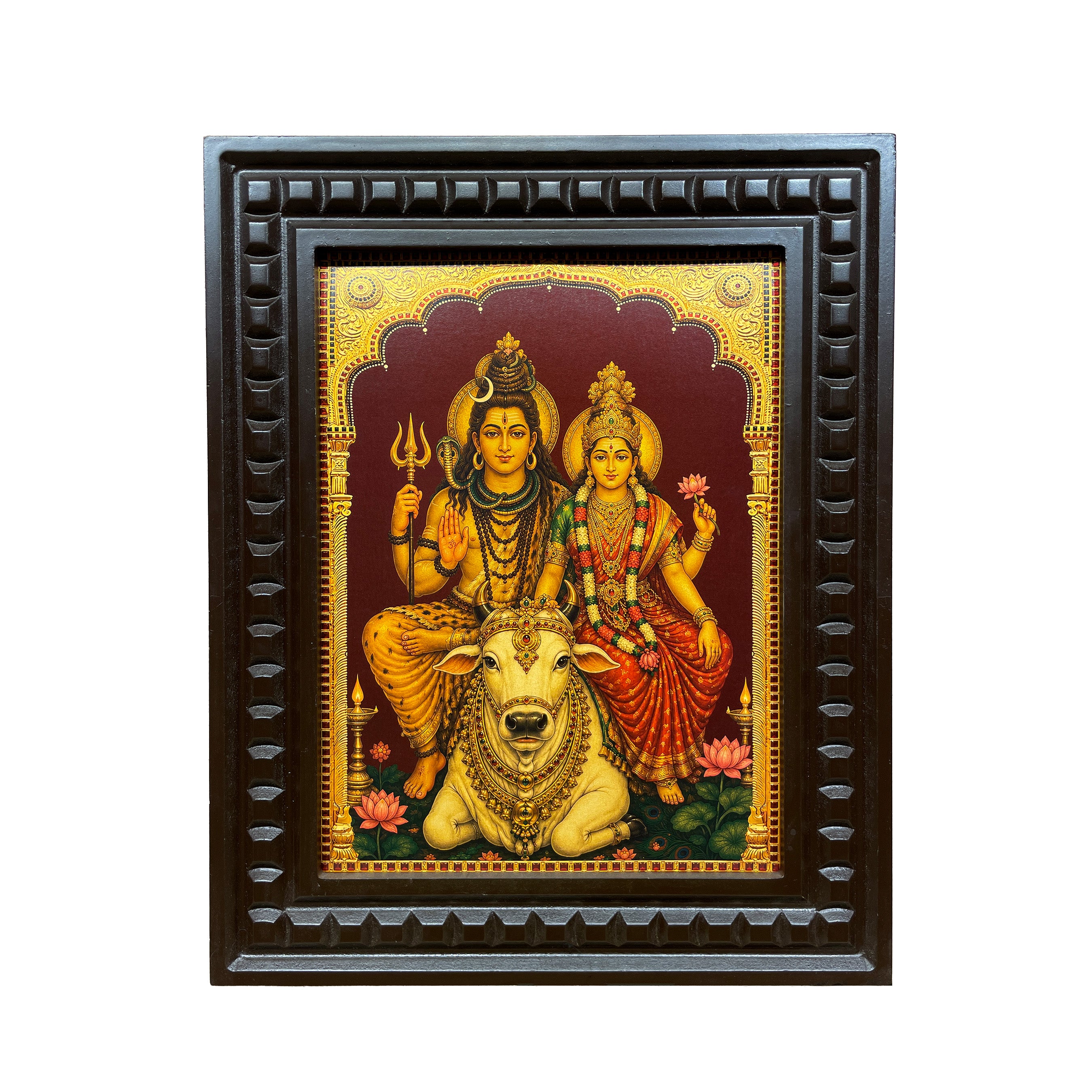 Shiva Parvati with Nandi Gold Leaf Wall Art