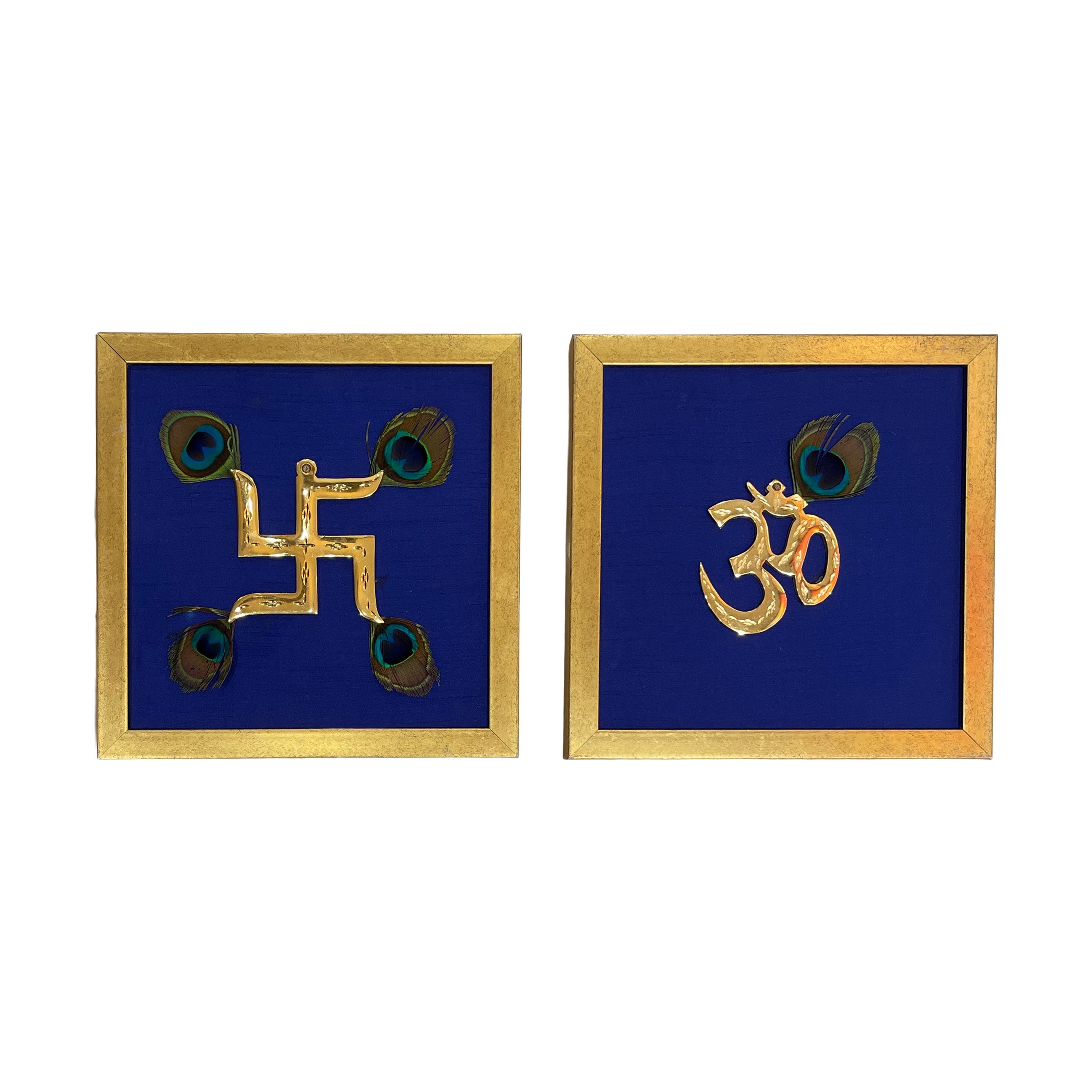 Om & Swastik Gold Frame Wall Art | Luxury Spiritual Decor