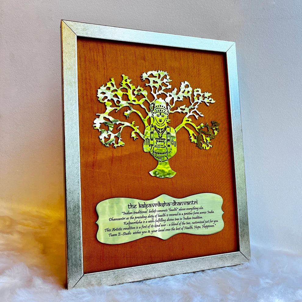 Dhanvantri with Wine red silk background