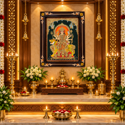 Durga Devi Original Hand-Painted Tanjore Painting | Premium Rosewood Frame | Traditional Divine Wall Art by ESTUDIO