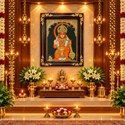 Lord Hanuman Original Hand-Painted Tanjore Painting | Premium Rosewood Frame | Divine Bajrangbali Wall Art by ESTUDIO
