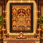 10 Gods in One Frame with 8 Ashtalakshmi | Premium Gold Leaf Art | Engineered Waterproof Wooden Temple Frame | ESTUDIO
