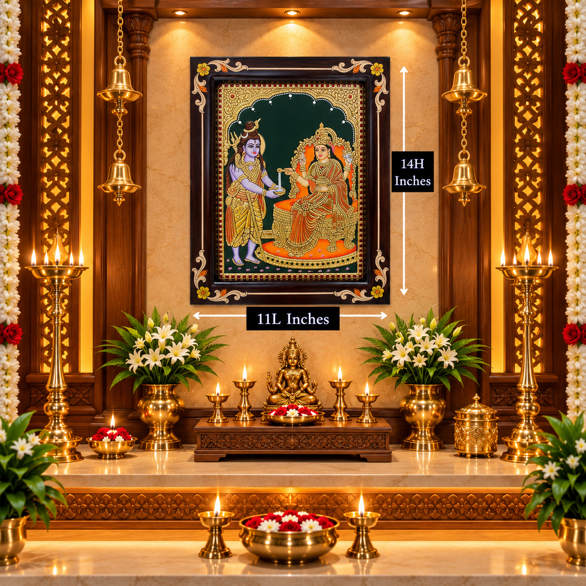 Annapurna Devi Original Hand-Painted Tanjore Painting | Premium Rosewood Frame | Goddess Annapoorna Divine Wall Art by ESTUDIO