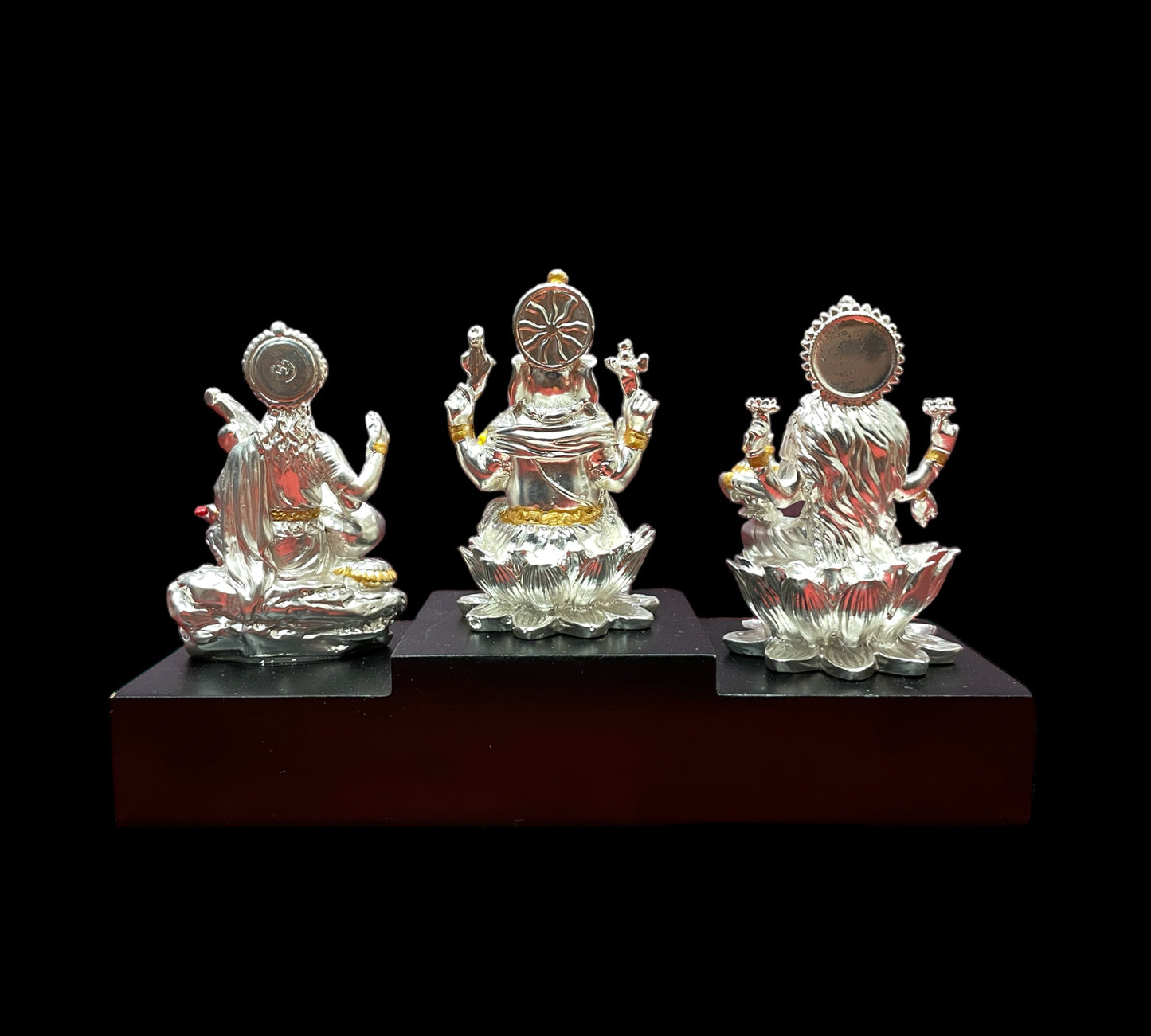 Silver Lakshmi,Ganesha,Saraswathi (A Divine Trio)