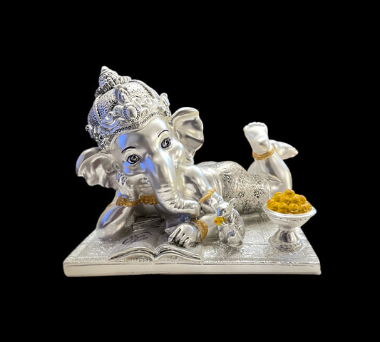 Silver Baby Ganesha Reading Book idol