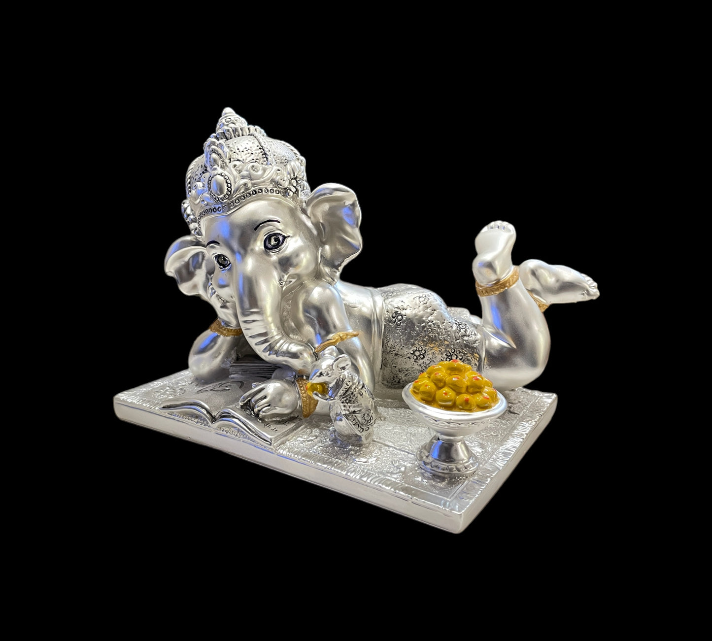 Silver Baby Ganesha Reading Book idol