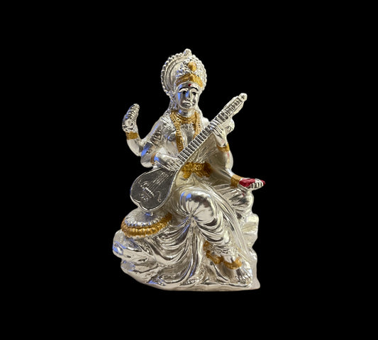 Silver Saraswathi idol