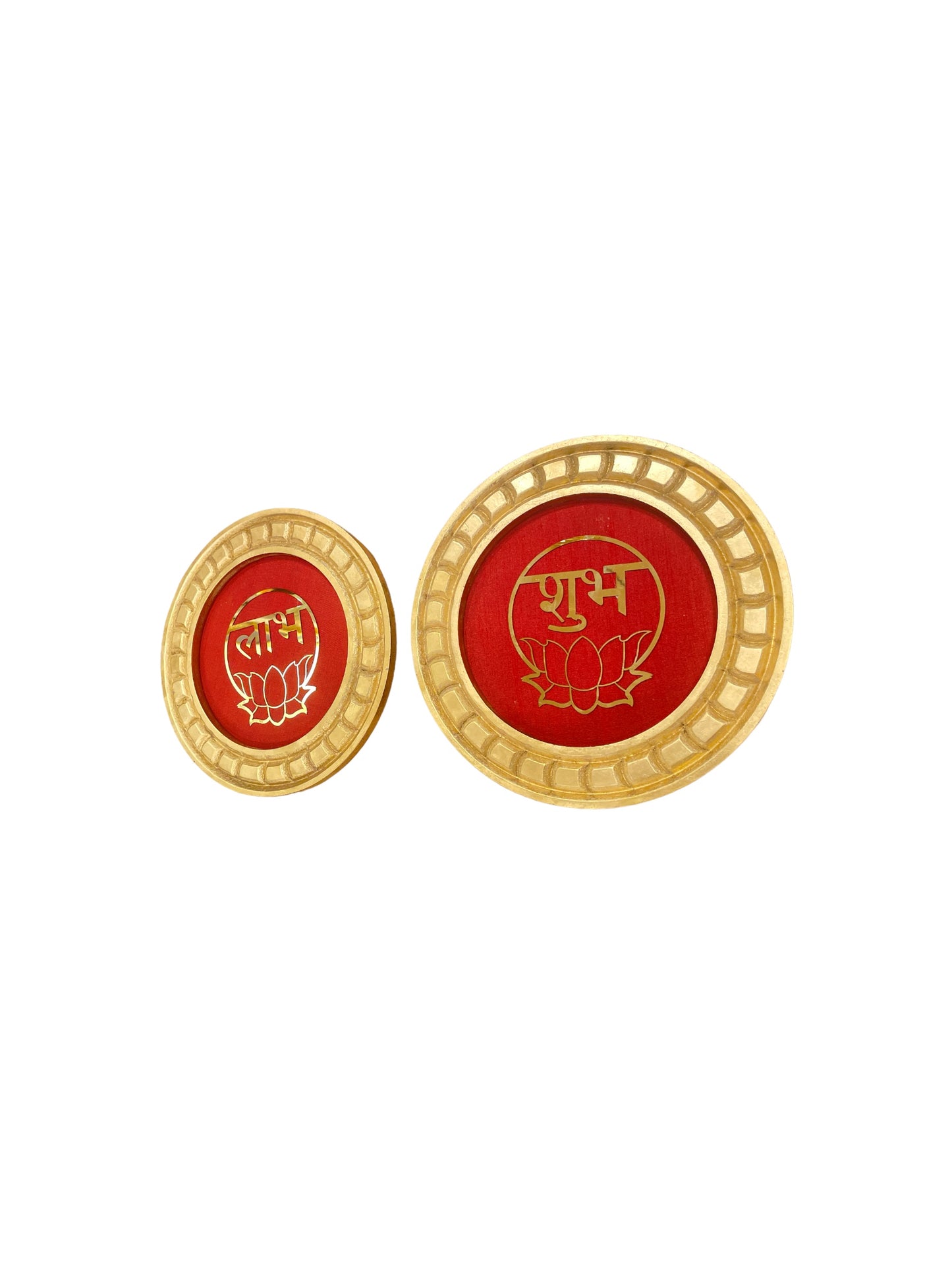 Shubh Labh with Gold circular frame