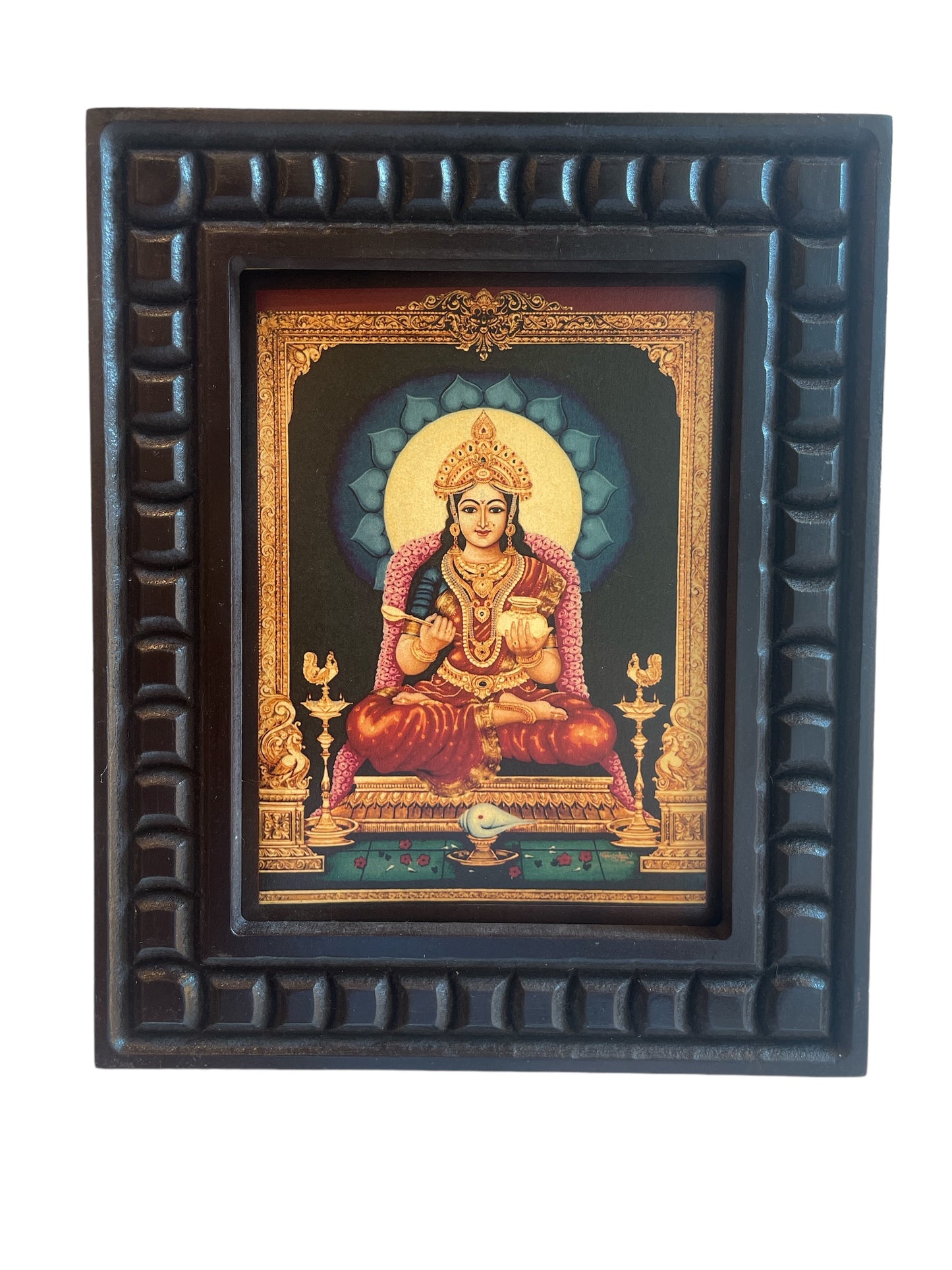 Gold Leafed Art Annapurna With Wooden Frame