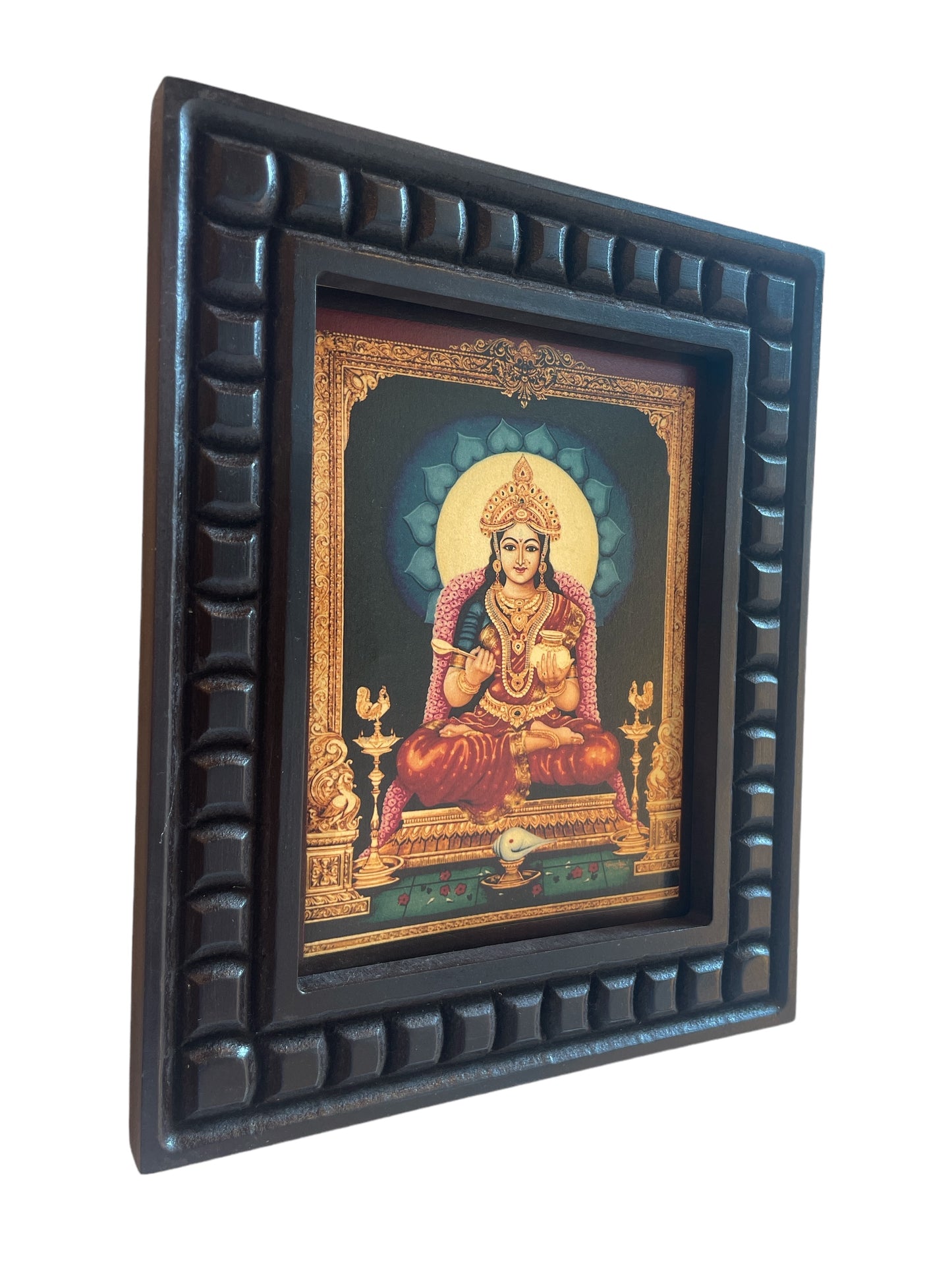 Gold Leafed Art Annapurna With Wooden Frame