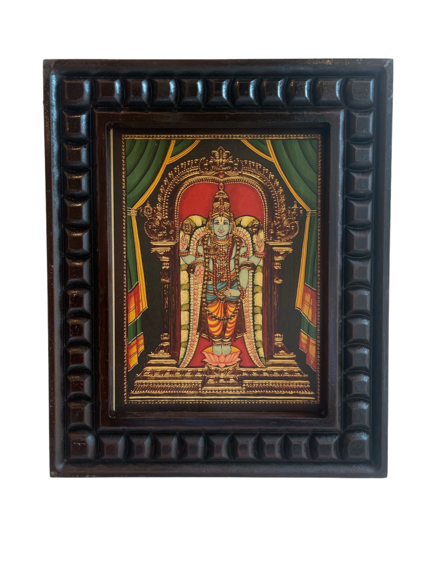 Tirupati Balaji (venkateshwara) Gold Leafed Art  With Wooden Frame