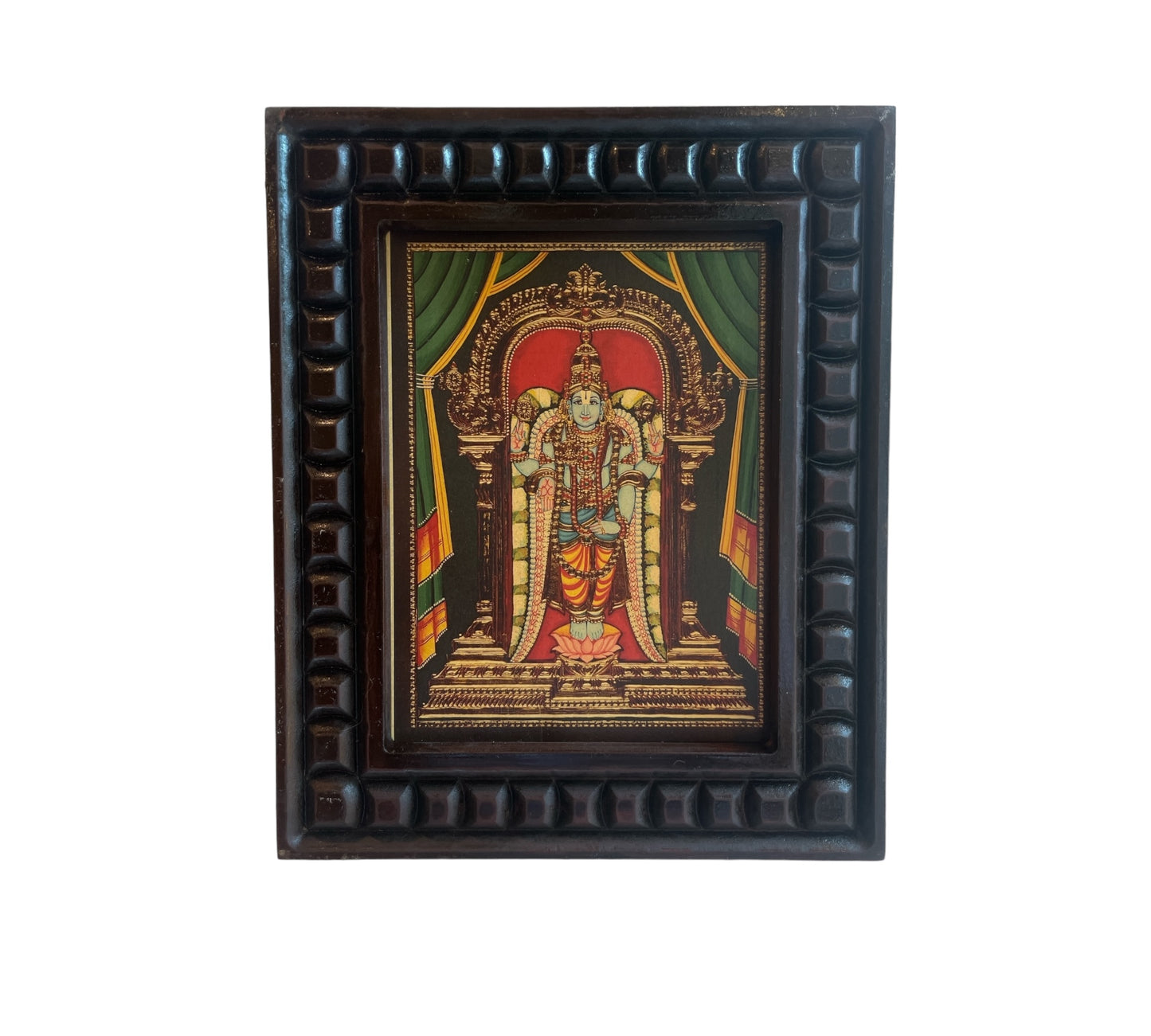 Tirupati Balaji (venkateshwara) Gold Leafed Art  With Wooden Frame