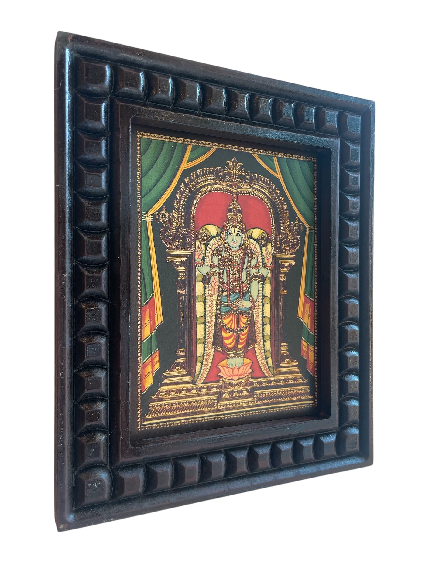 Tirupati Balaji (venkateshwara) Gold Leafed Art  With Wooden Frame