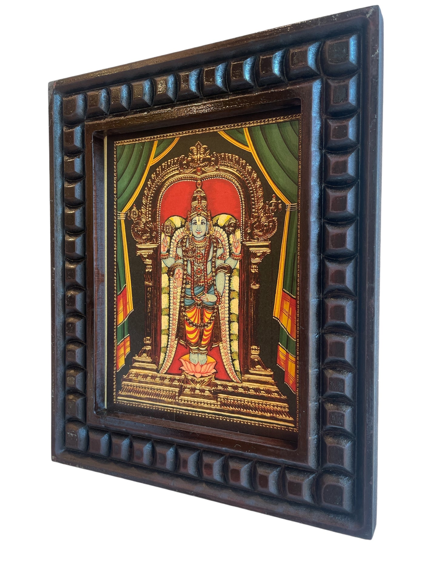 Tirupati Balaji (venkateshwara) Gold Leafed Art  With Wooden Frame