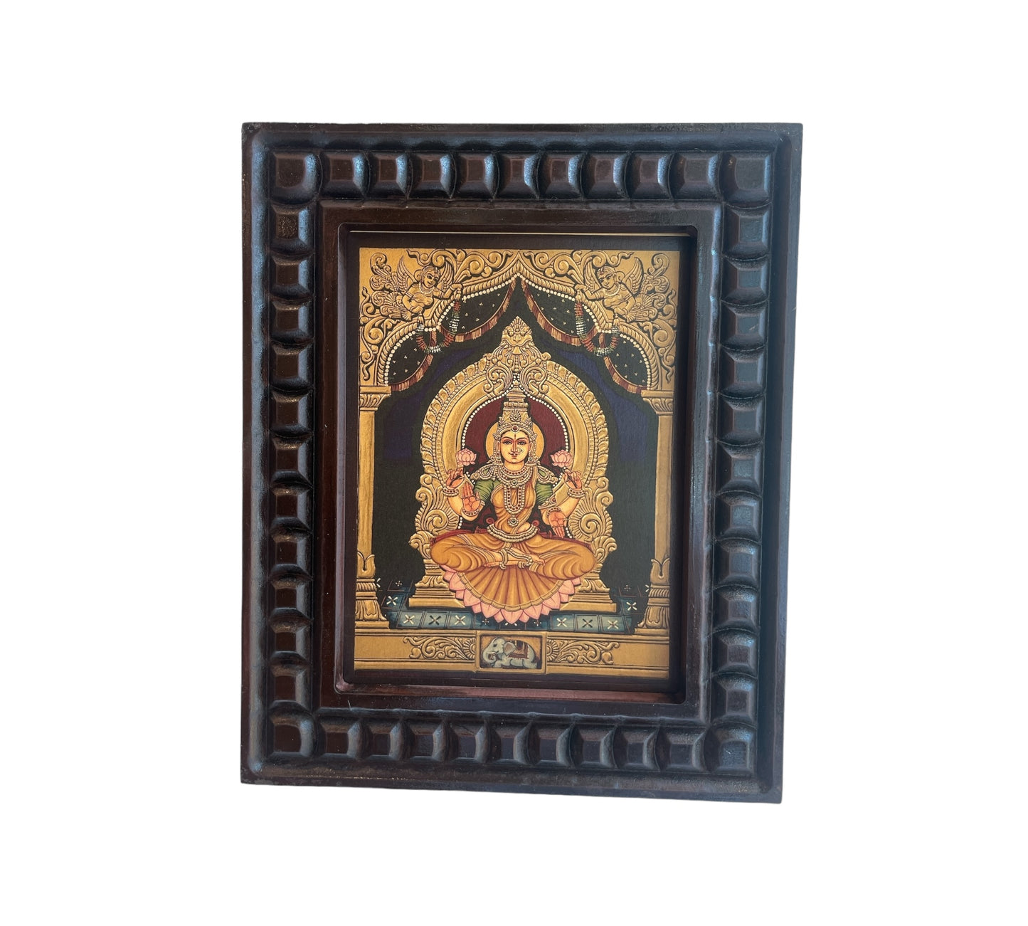 Shree Lakshmi Gold Leafed Art With Wooden Frame