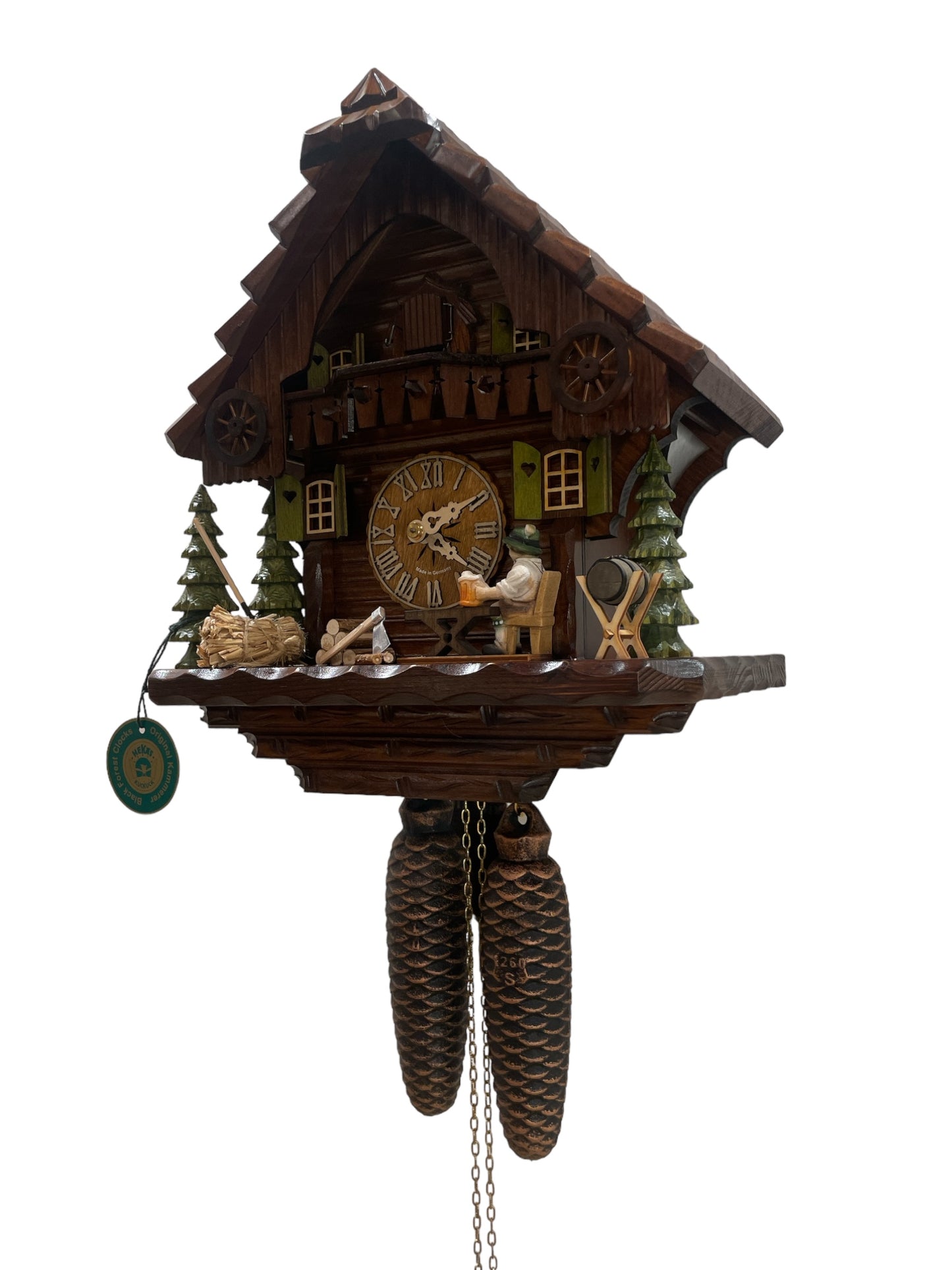 Mechanical original  cuckoo clock with beer drinkingman - 8 day mechanical Movement