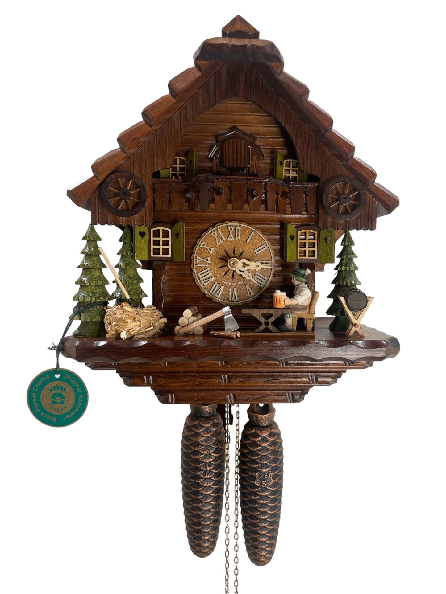 Mechanical original  cuckoo clock with beer drinkingman - 8 day mechanical Movement